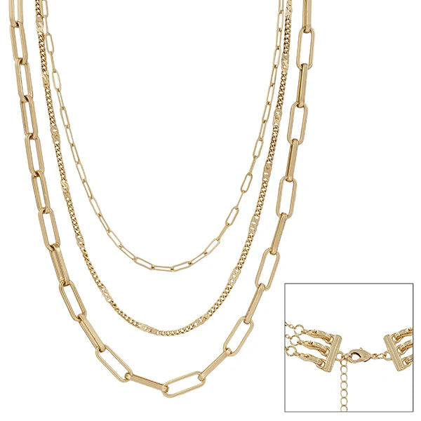 Three Layered Matte Gold Necklace - Coremarkets