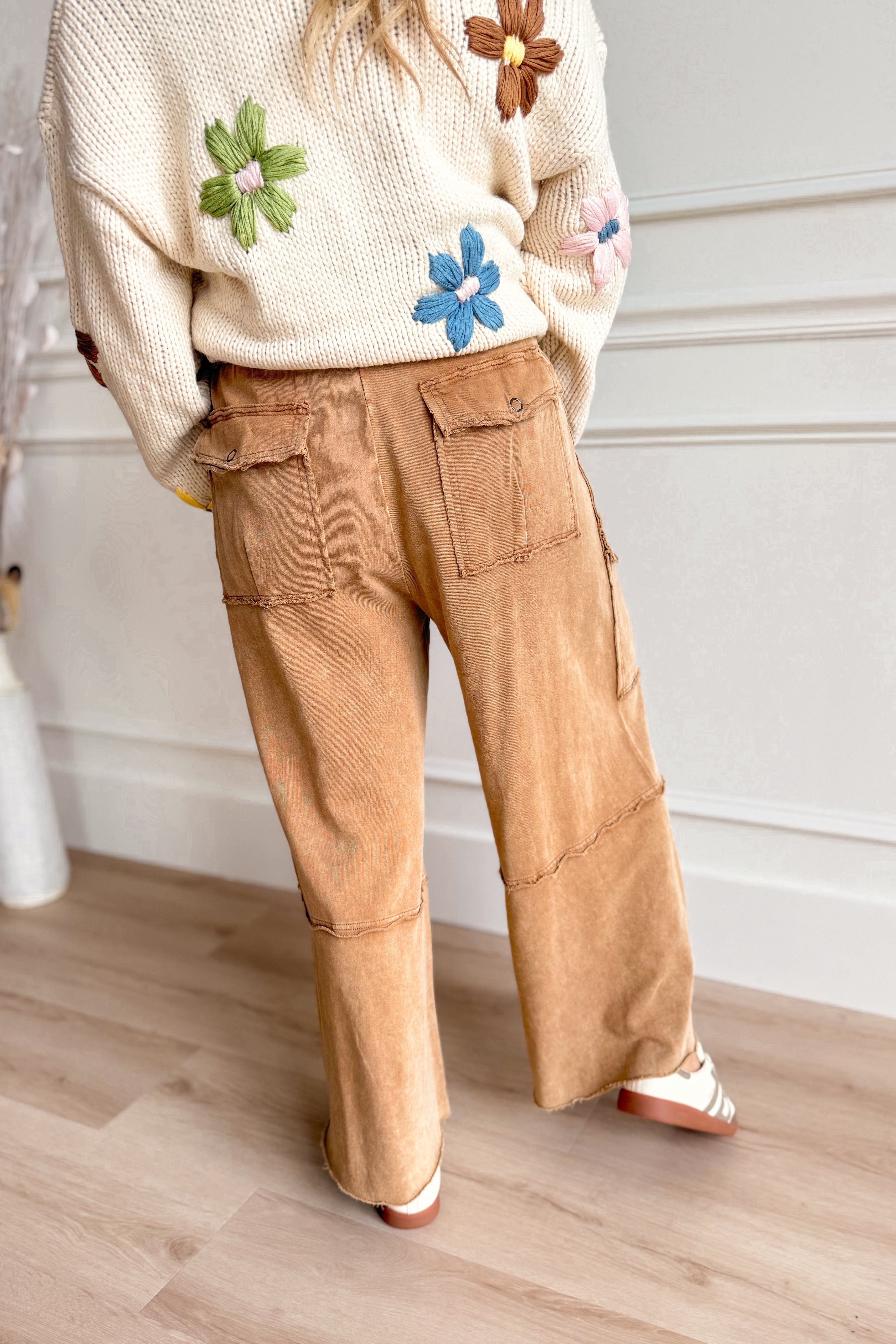 Mateo Mineral Washed Wide Leg Cargo Pants [S-3X] - Coremarkets