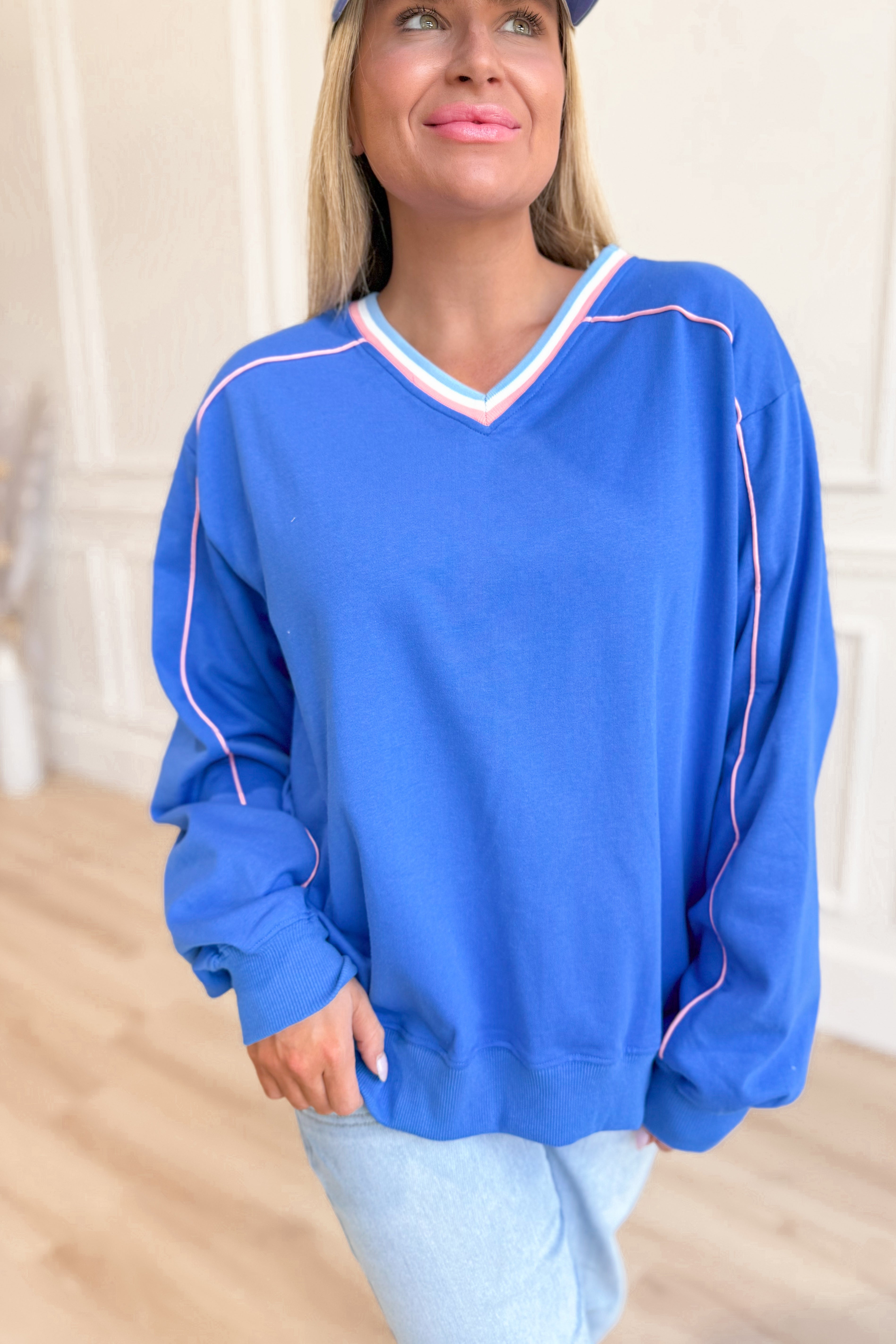 Susan Ribbed Piping Detail Sweatshirt - Coremarkets