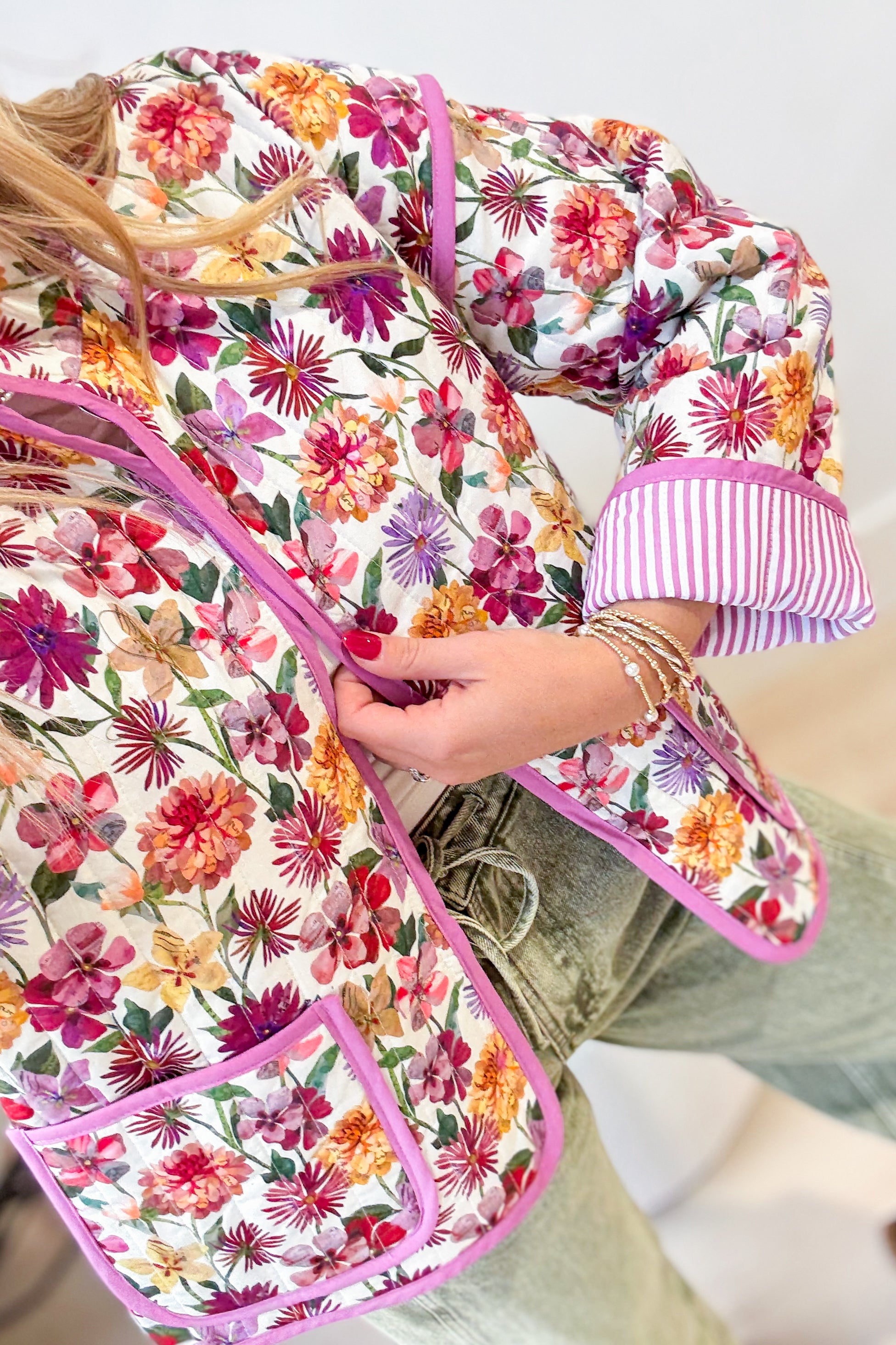 Victoria Floral Printed Quilted Jacket - Coremarkets