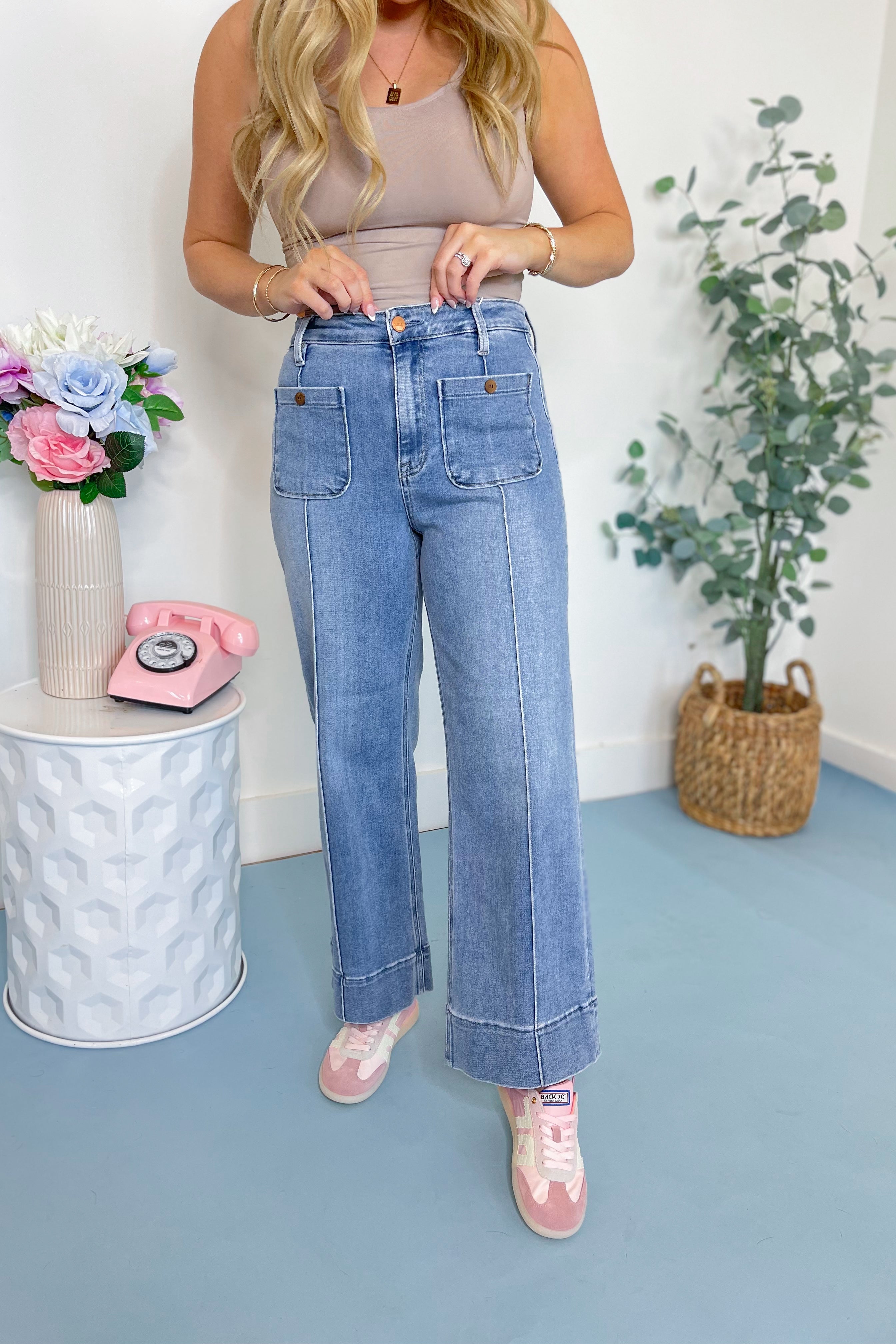 Risen Amber High Rise Crop Wide Leg Jeans - Coremarkets