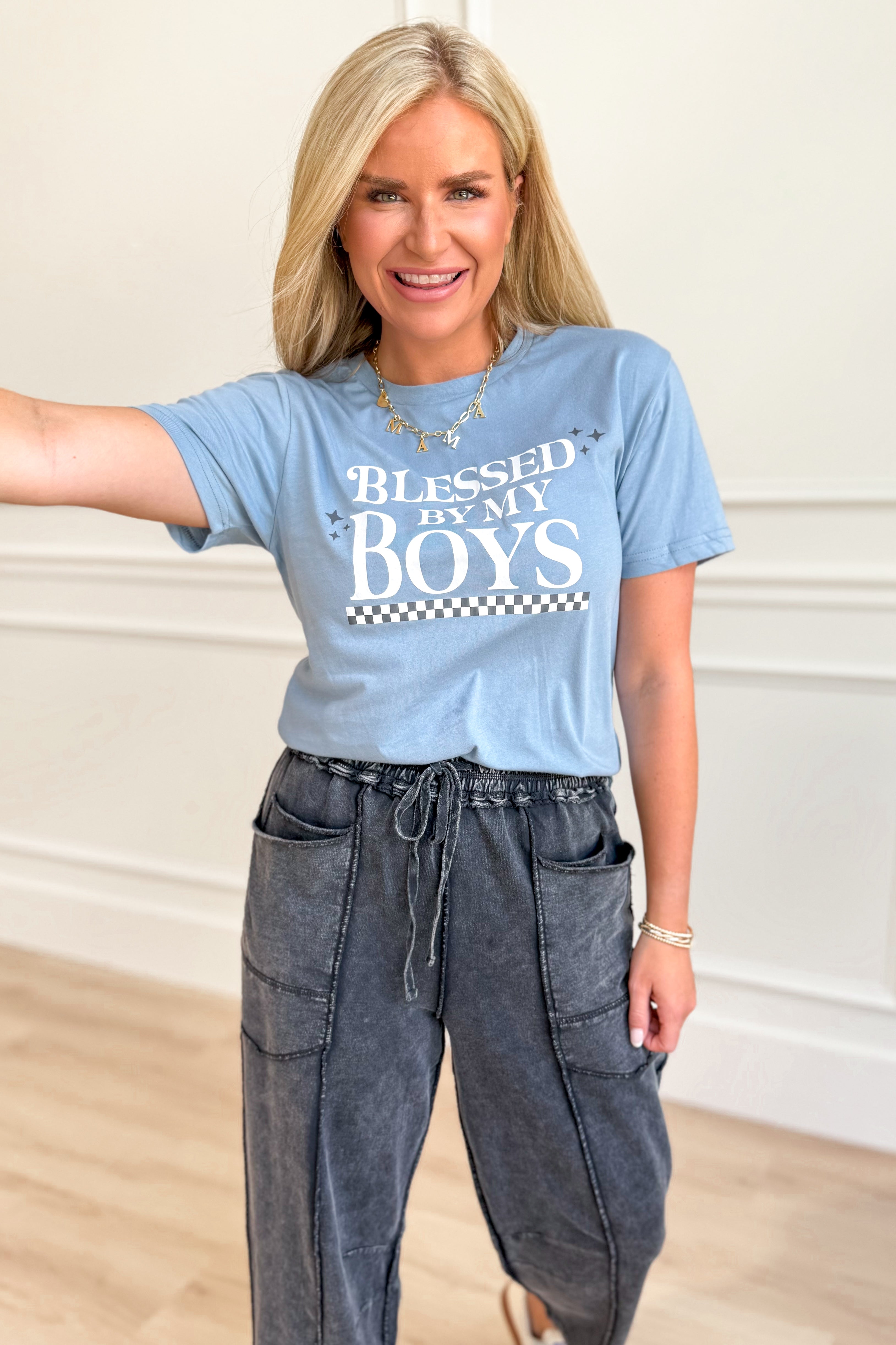 Blessed By My Boys Graphic T-Shirt - Coremarkets