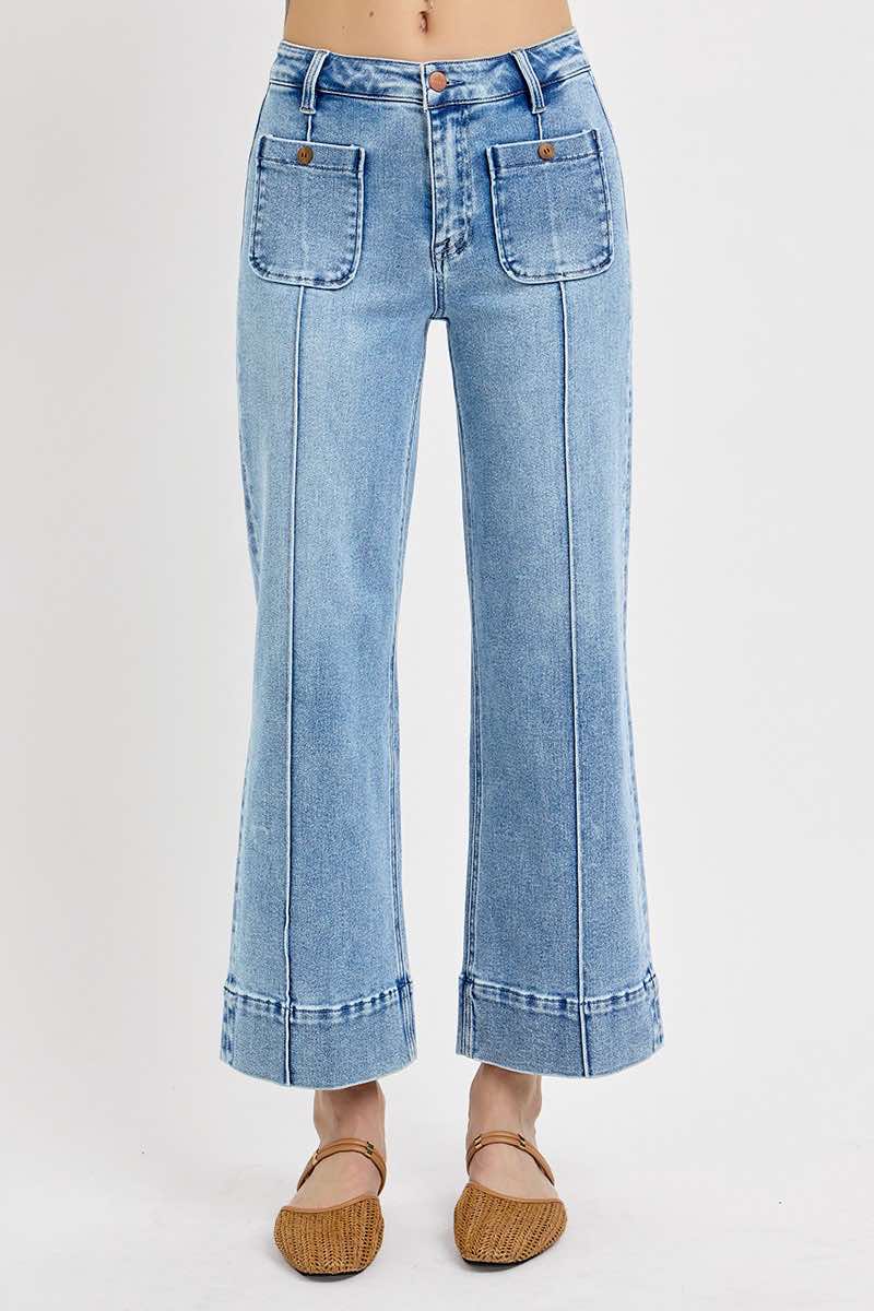 Risen Amber High Rise Crop Wide Leg Jeans - Coremarkets