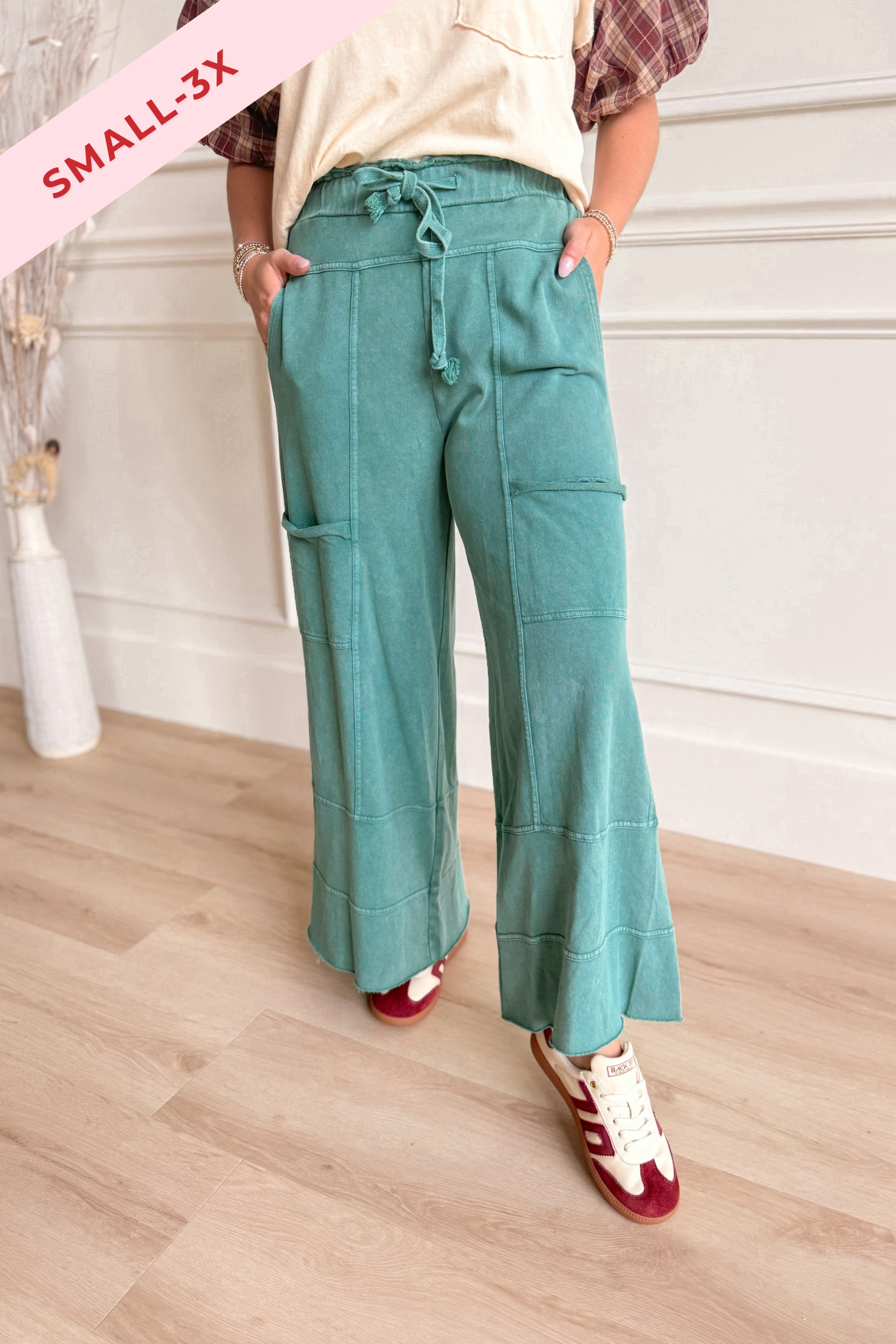 Bradley Mineral Washed Terry Knit Wide Leg Pants - Coremarkets