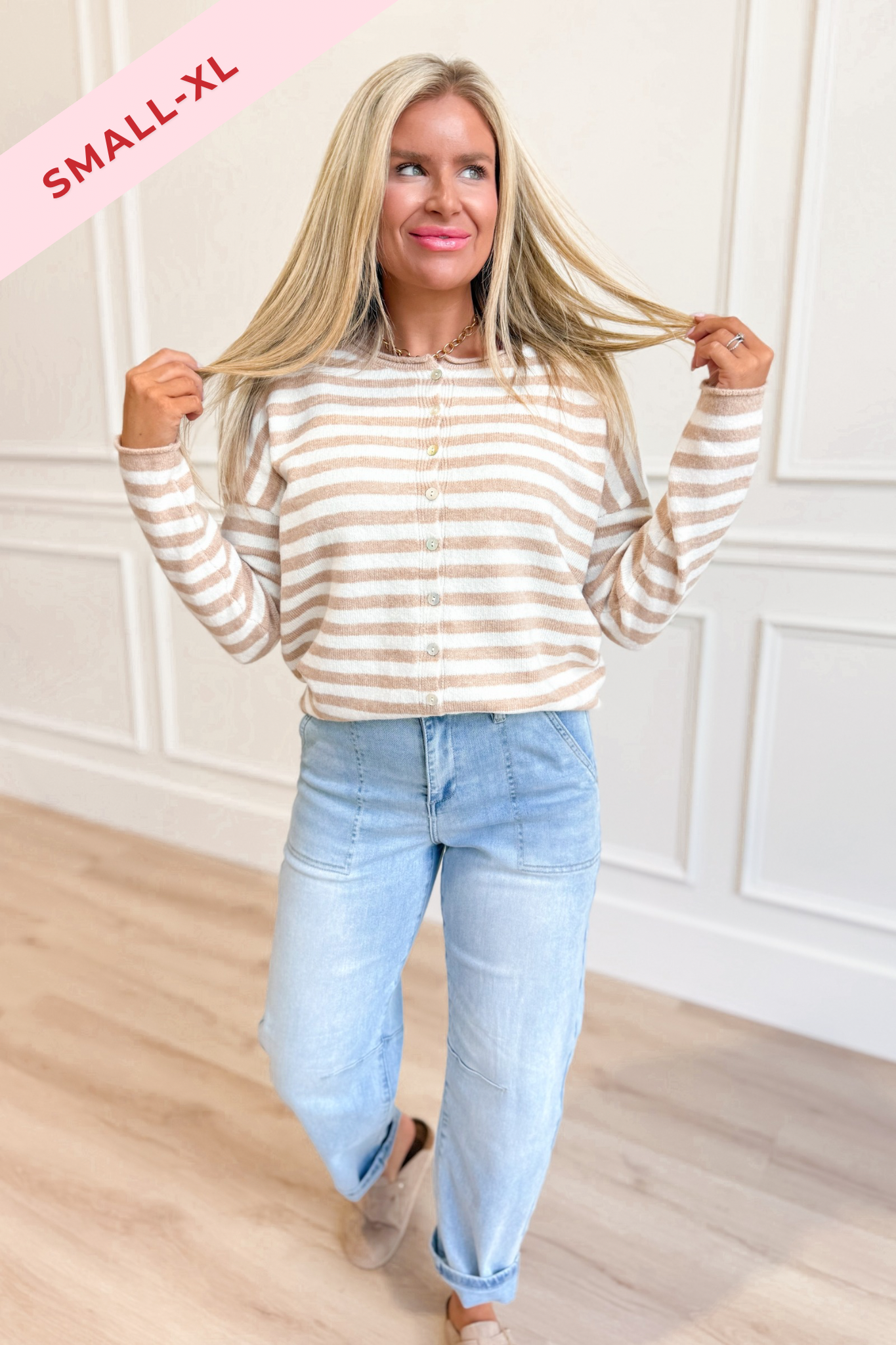 Cori Striped Long Sleeve Cardigan - Coremarkets