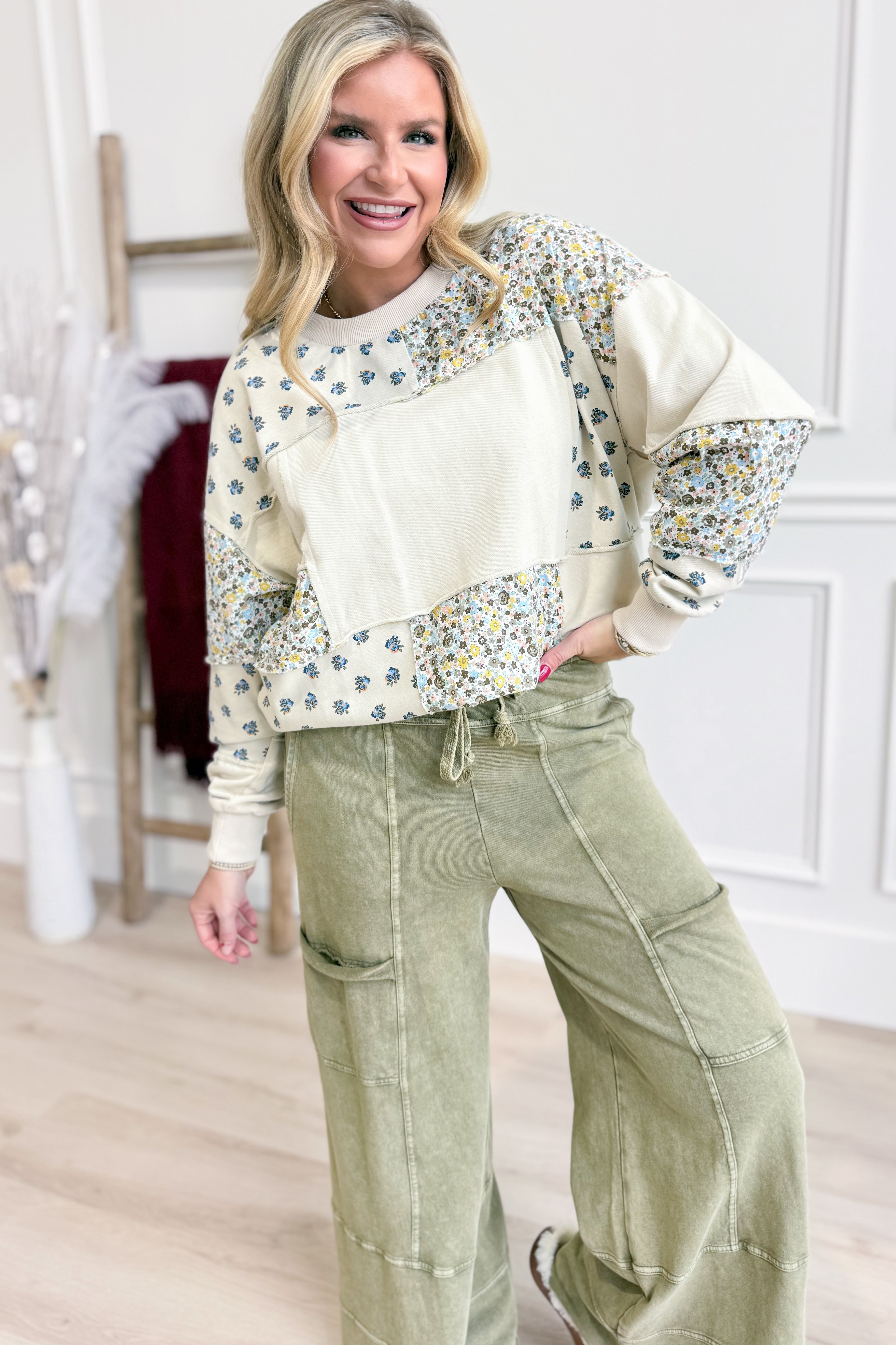Faith Mixed Pattern Exposed Seam Pullover - Coremarkets