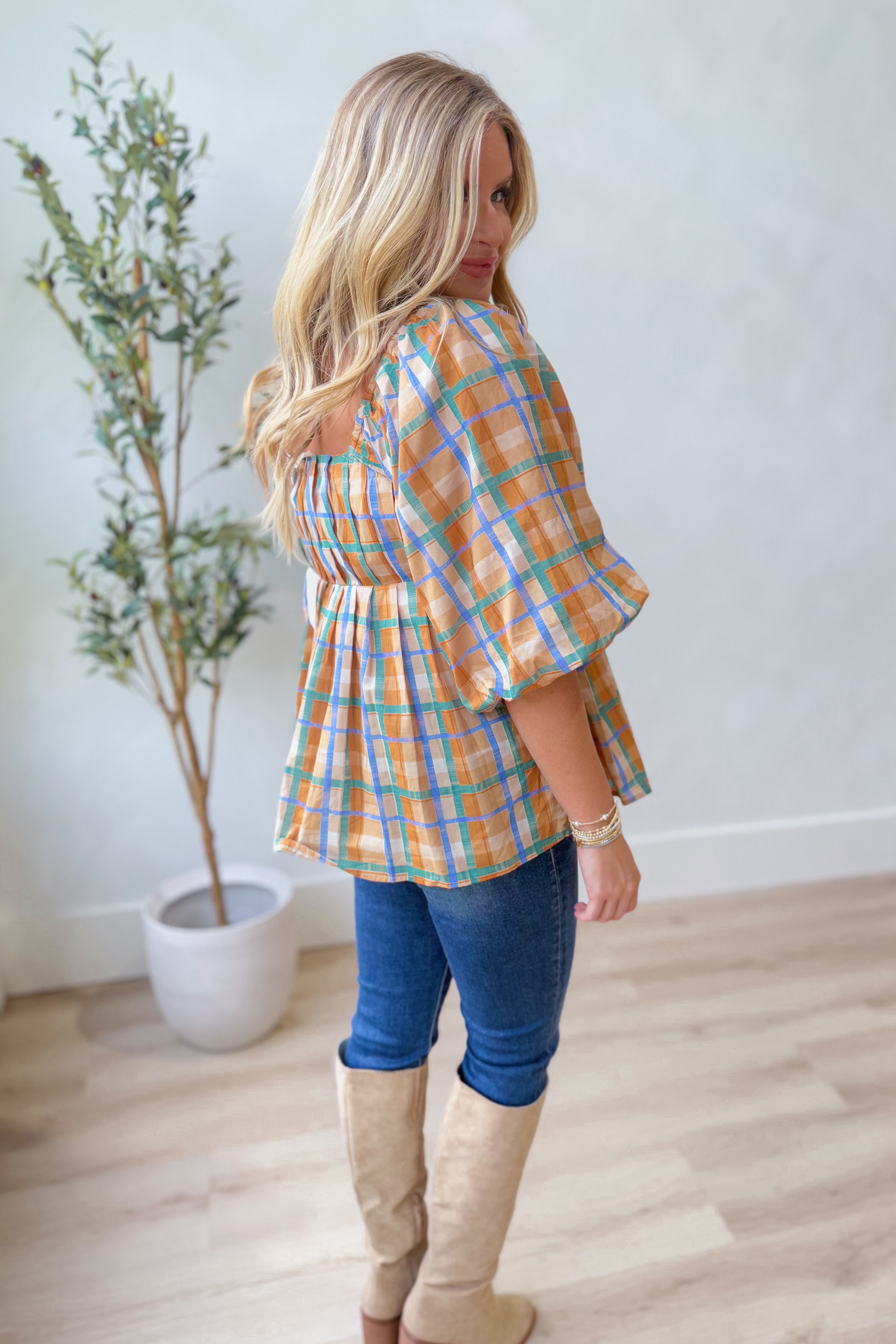 Bethany Plaid Babydoll Top - Coremarkets