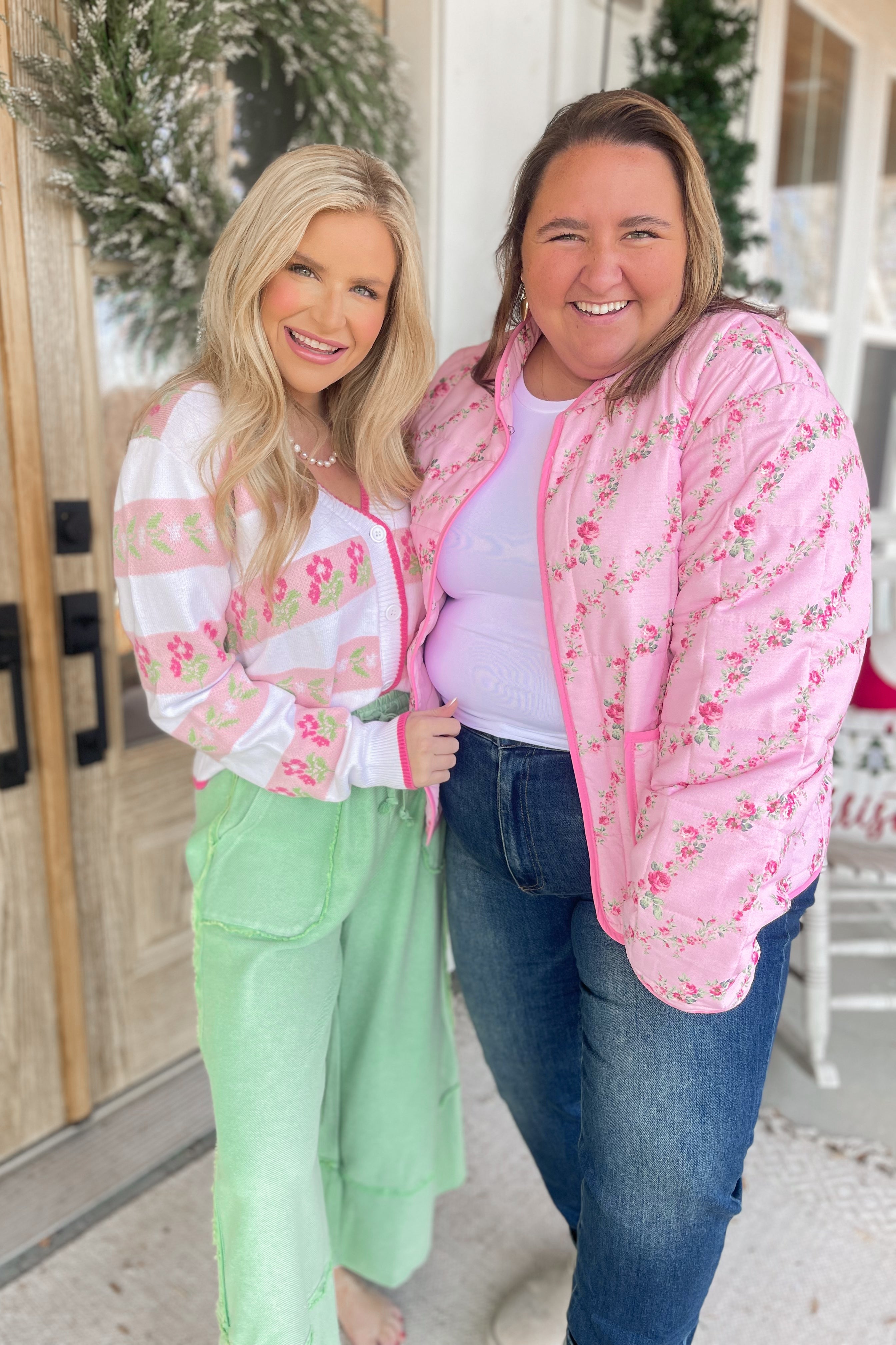 Beulah Floral Stripe Long Sleeve Cardigan - Coremarkets