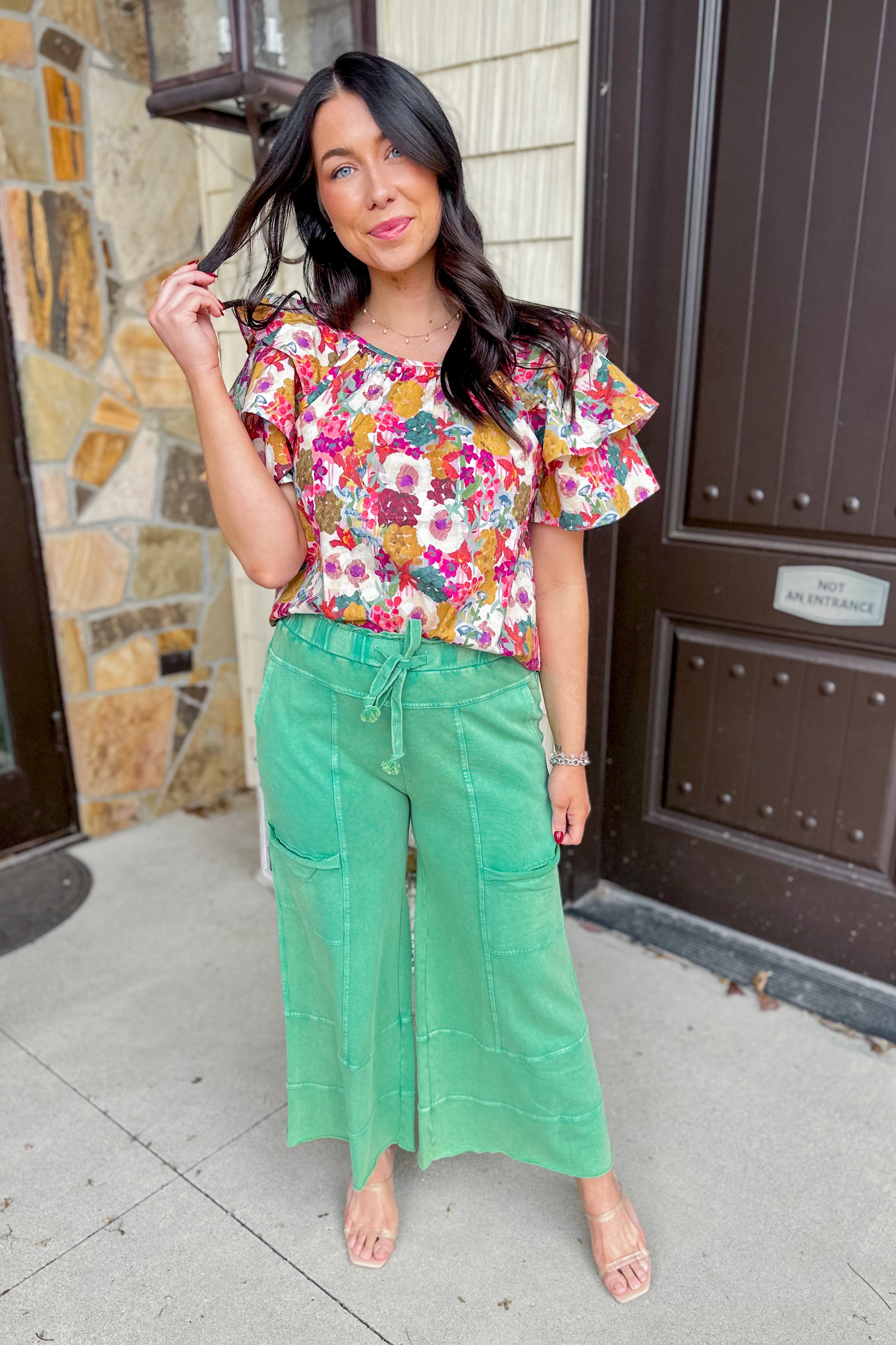 Bradley Mineral Washed Terry Knit Wide Leg Pants - Coremarkets