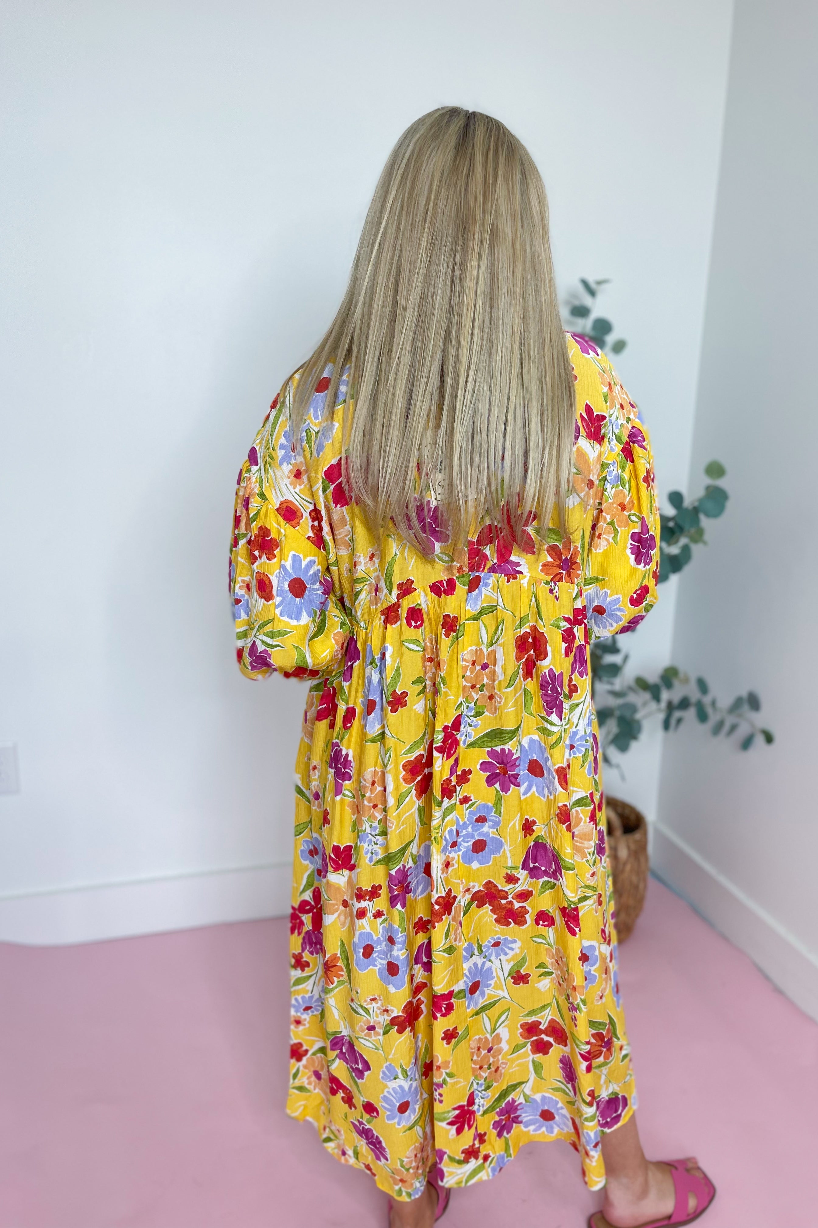 Serena Blossom Print Bubble Sleeve Maxi Dress - Coremarkets
