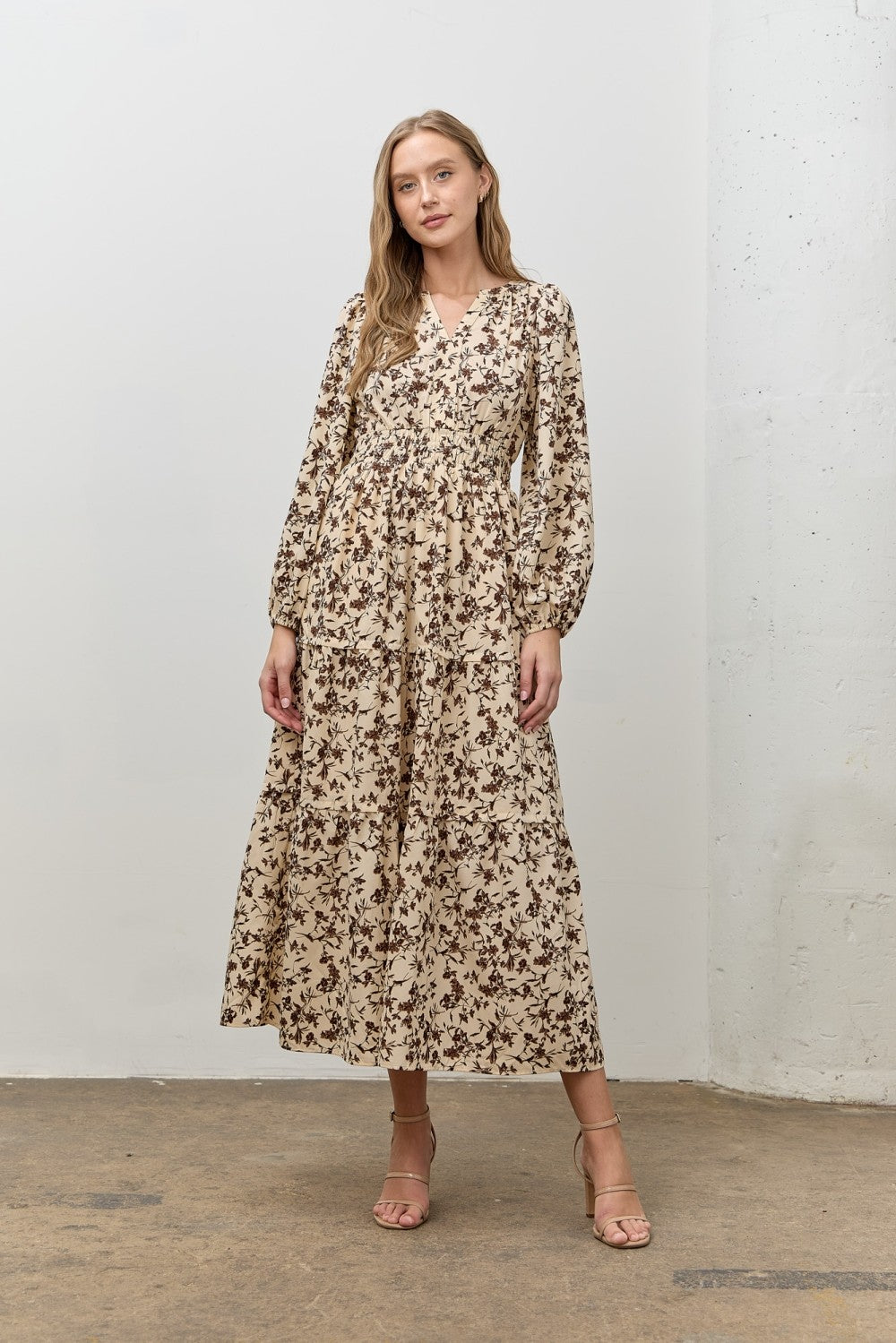 Gracie Floral Printed Midi Dress - Coremarkets