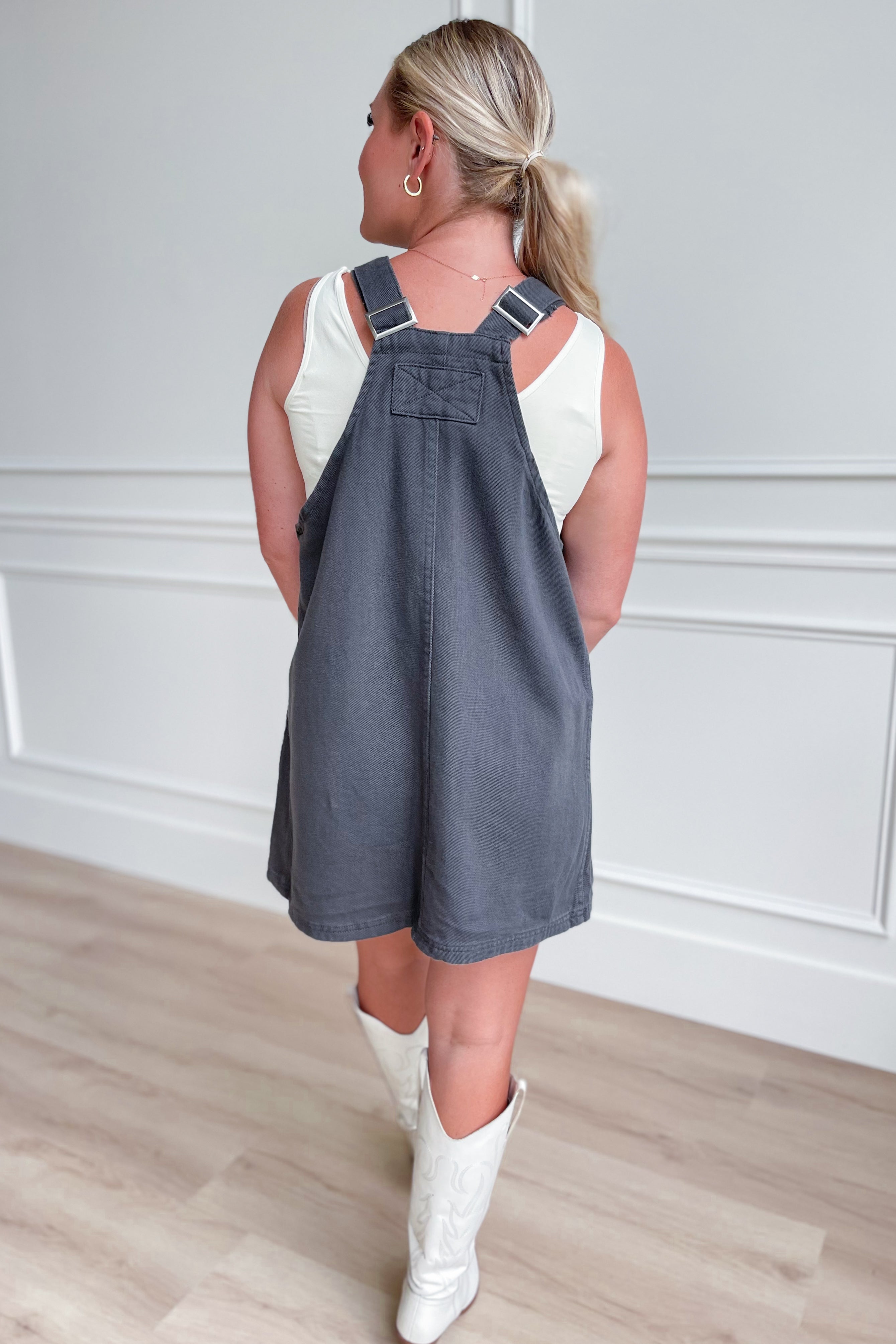 Piper Mineral Washed Overall Denim Dress - Coremarkets
