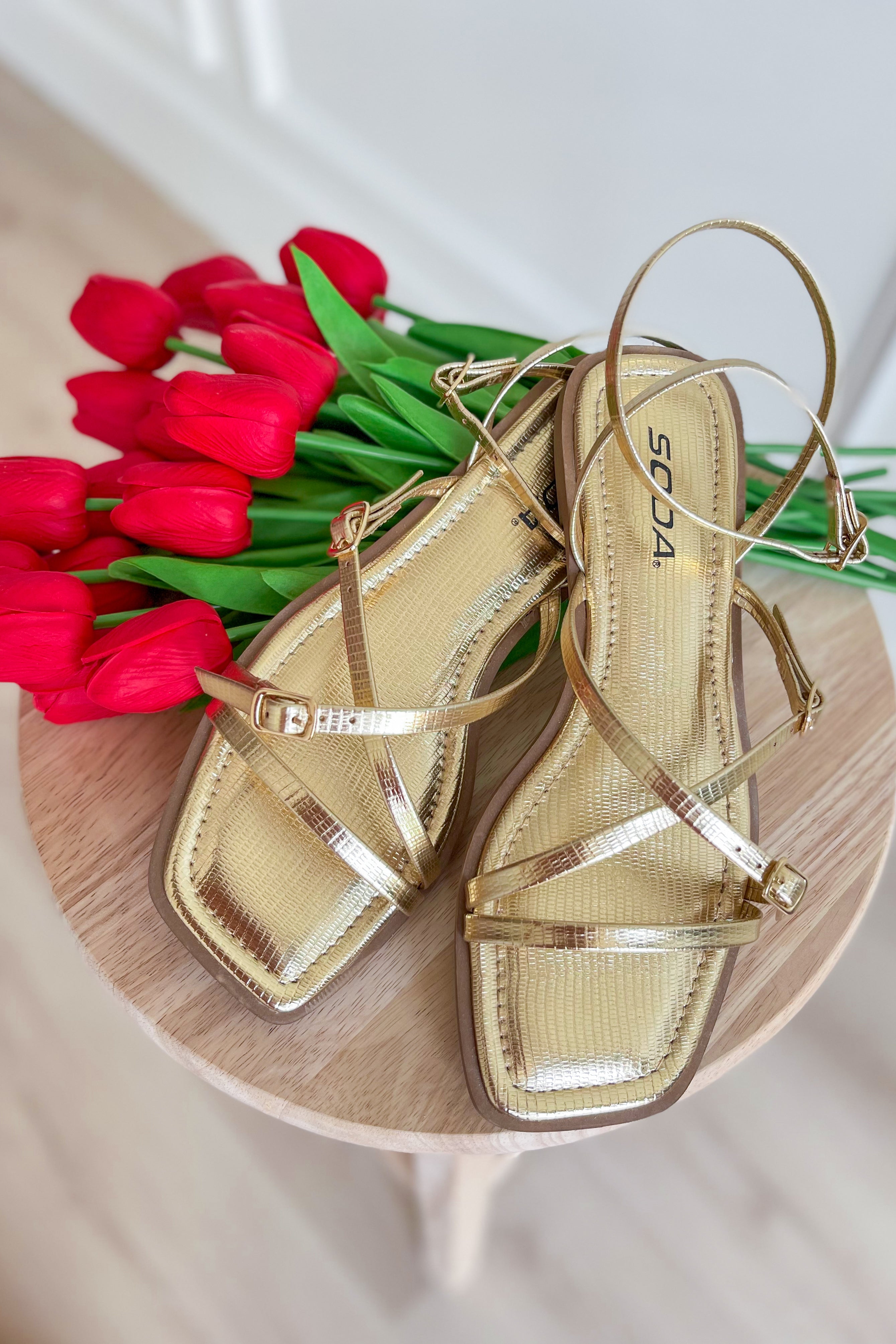 Blissful Gold Strappy Sandal - Coremarkets
