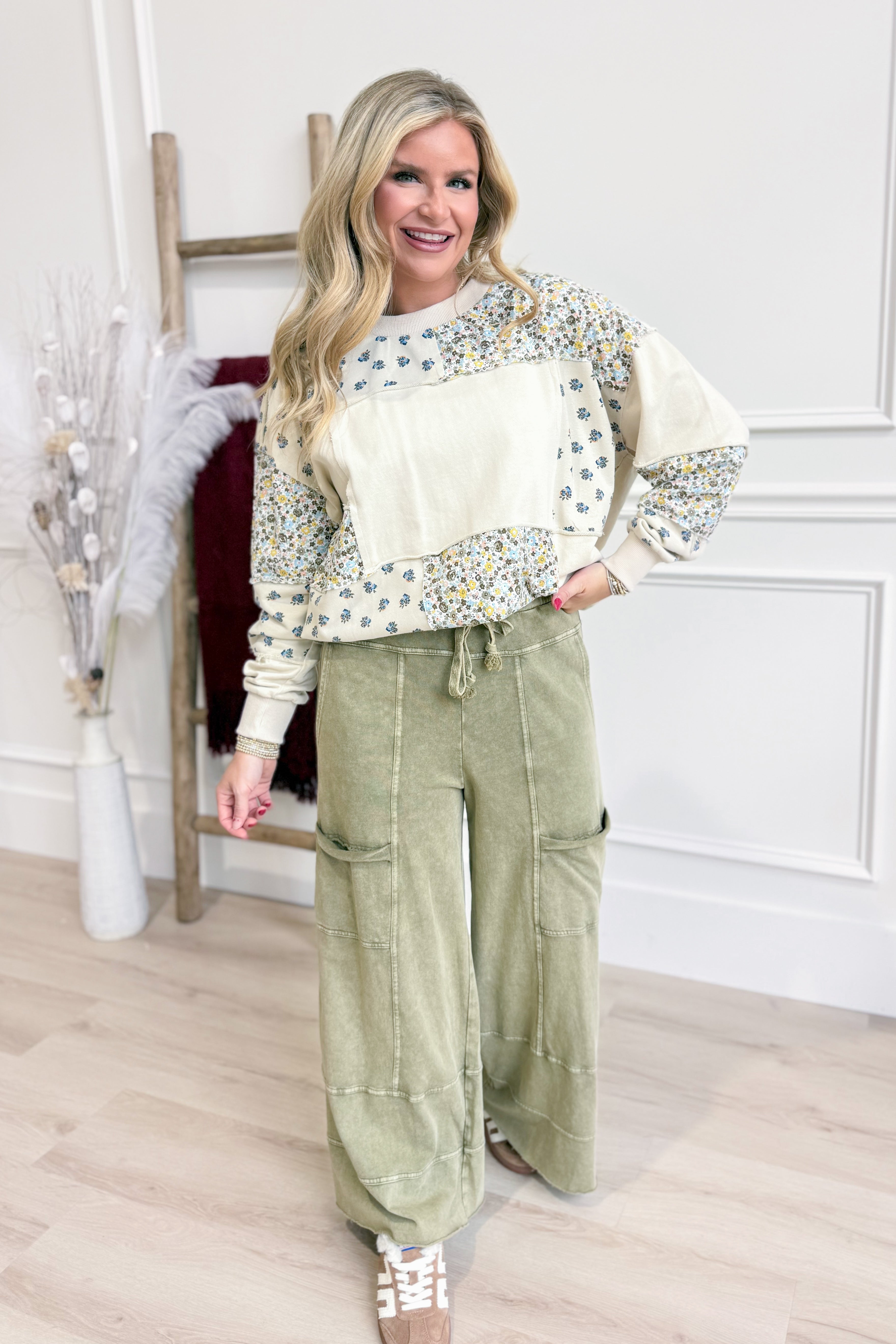 Faith Mixed Pattern Exposed Seam Pullover - Coremarkets