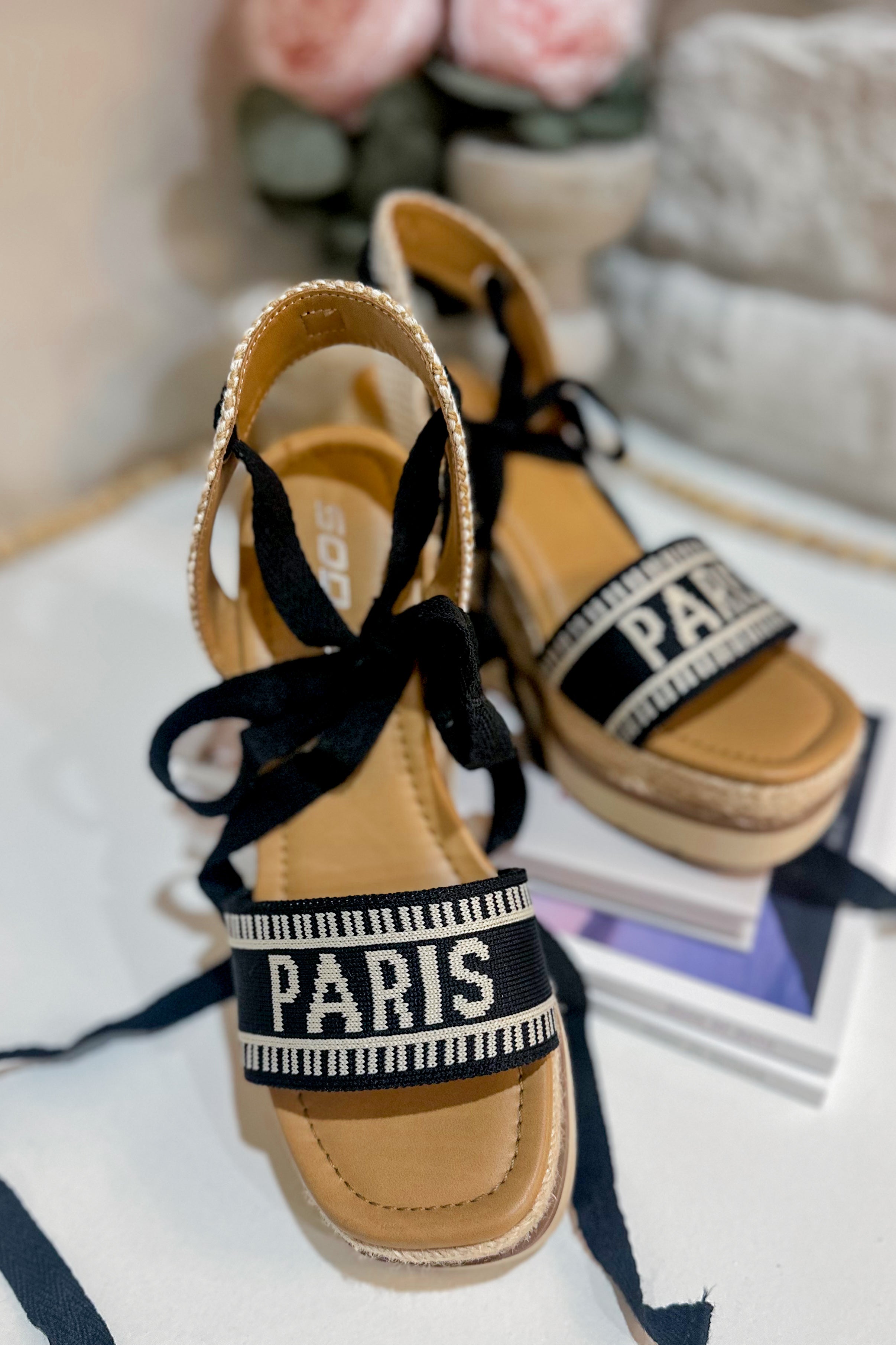 Times City Inspired Ankle Wrap Espadrille Wedge Sandals - Coremarkets