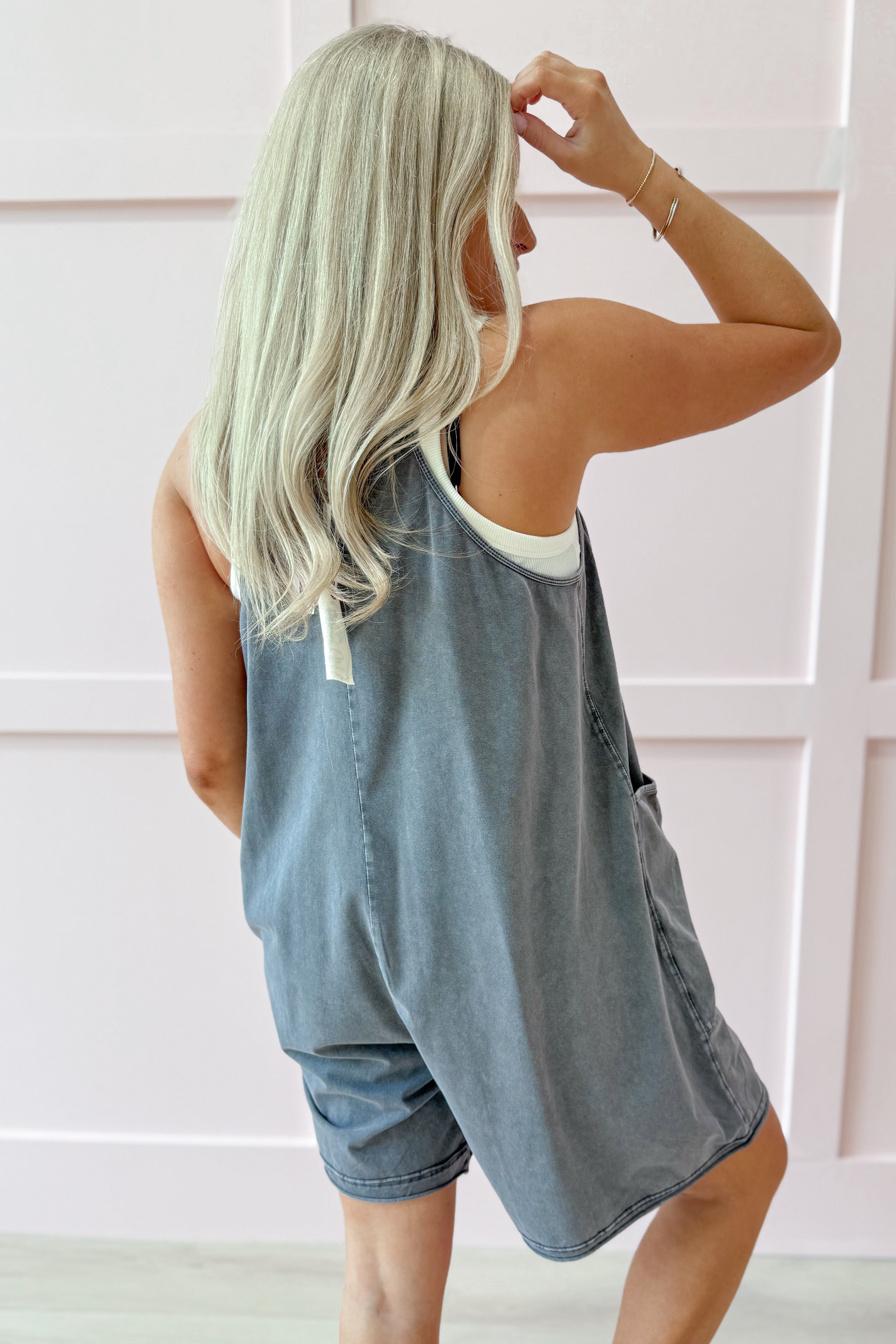 Kendra Mineral Washed Romper - Coremarkets