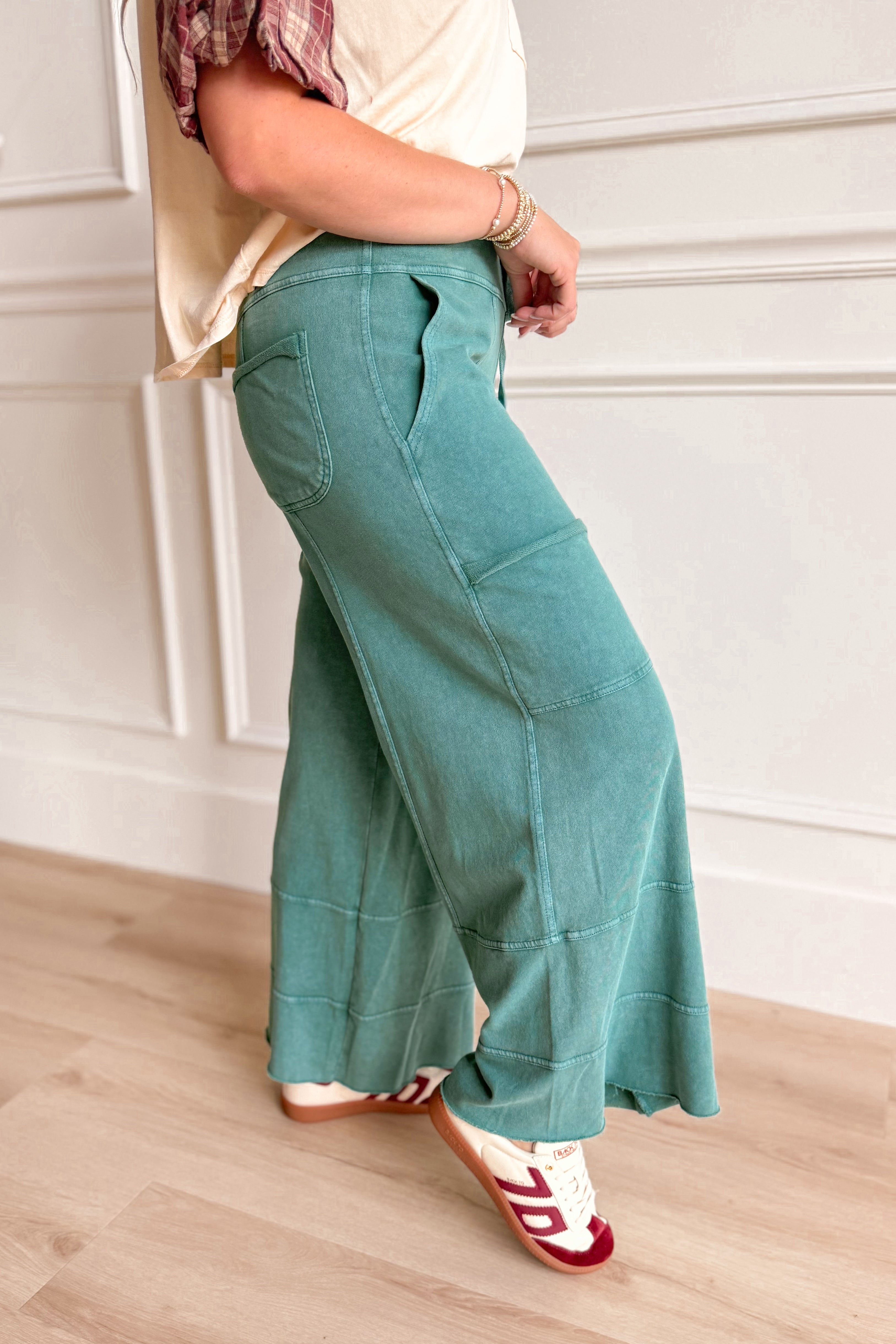 Bradley Mineral Washed Terry Knit Wide Leg Pants - Coremarkets