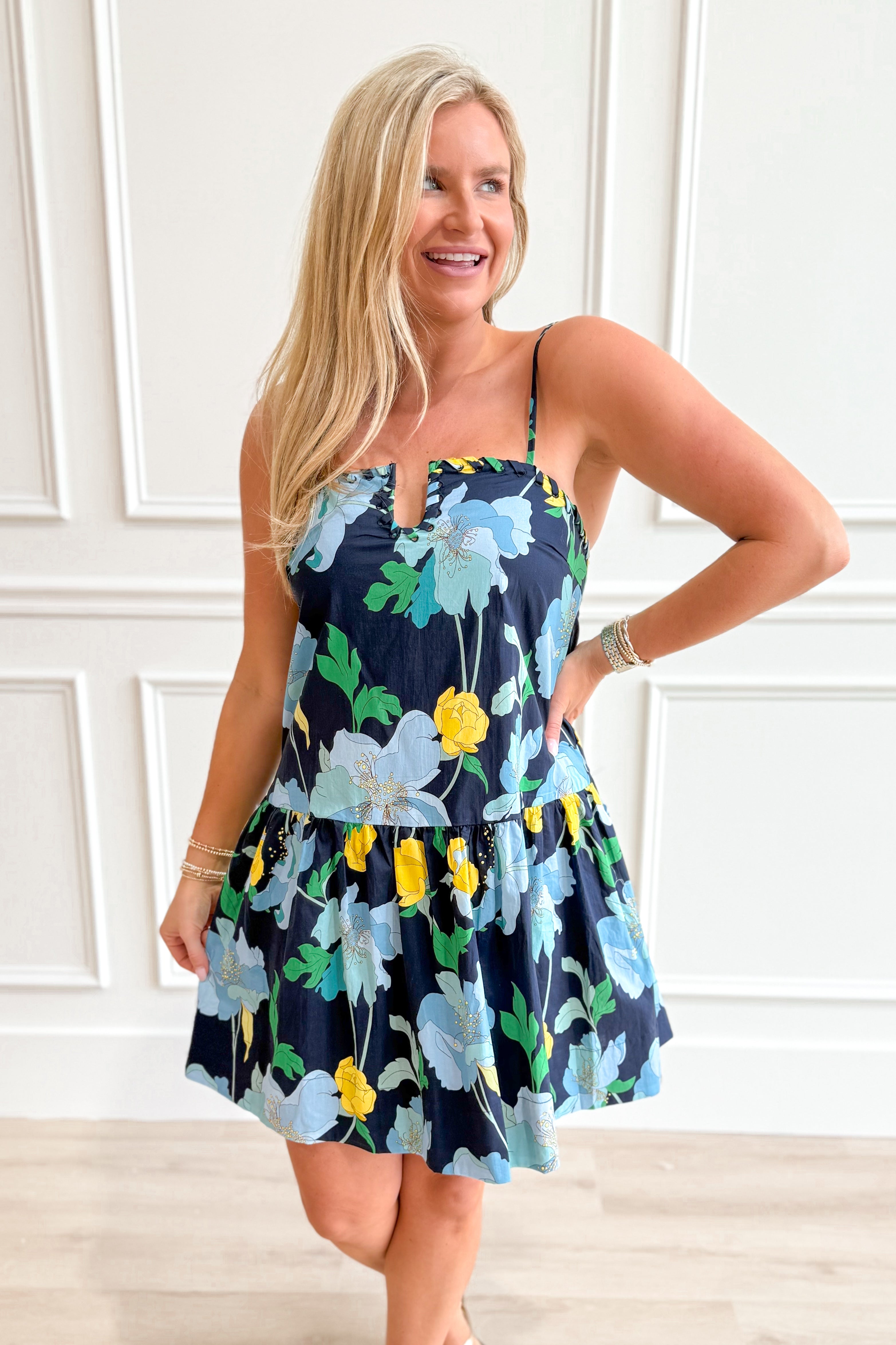 Connie Floral U Neck Line Dress - Coremarkets
