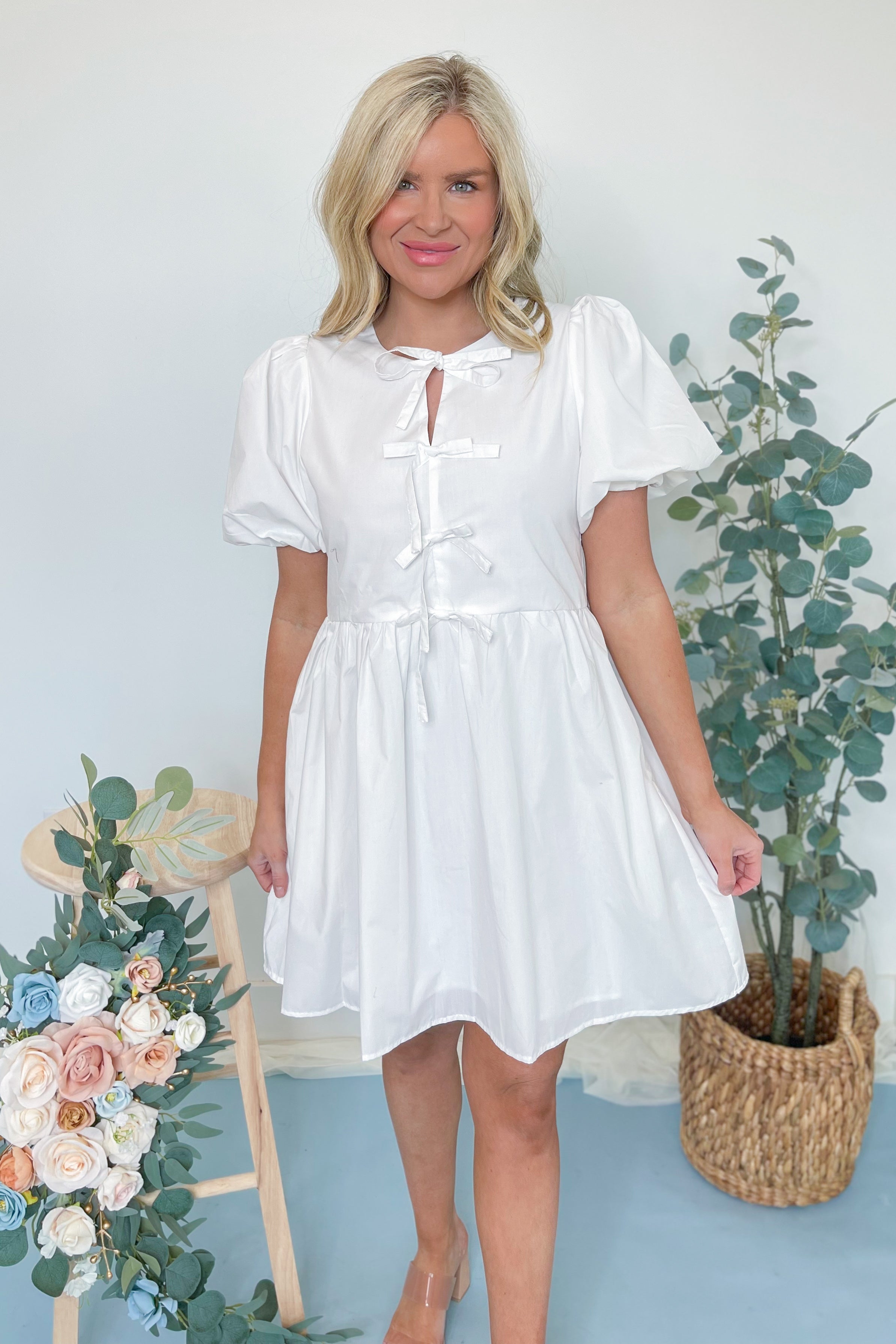 Zara Bubble Sleeve Ribbon Detail Dress - Coremarkets