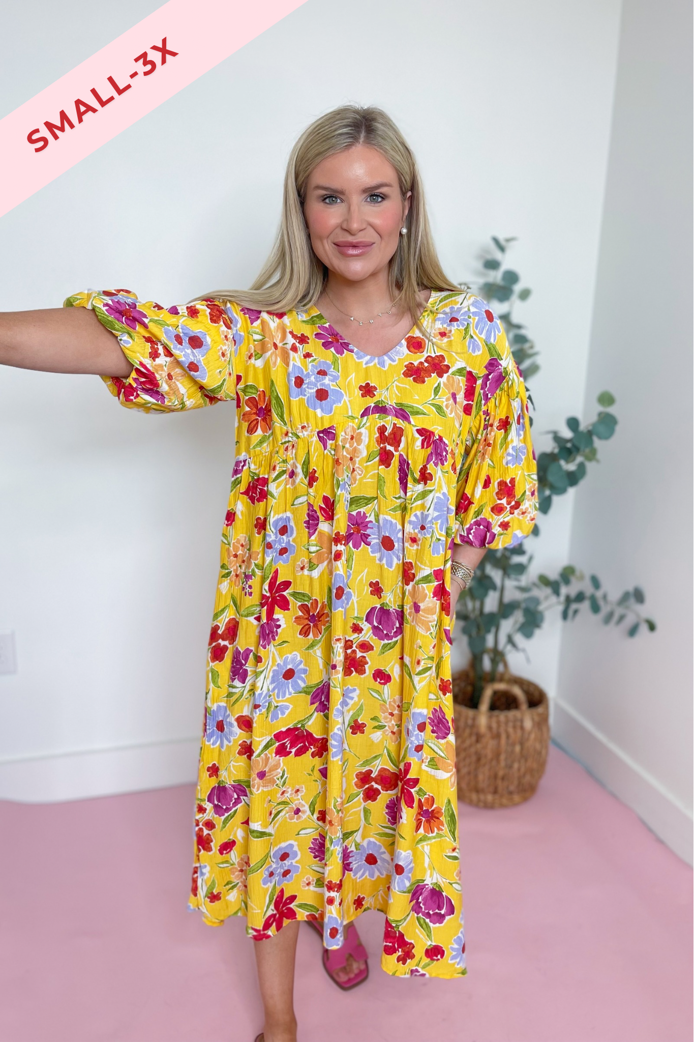 Serena Blossom Print Bubble Sleeve Maxi Dress - Coremarkets