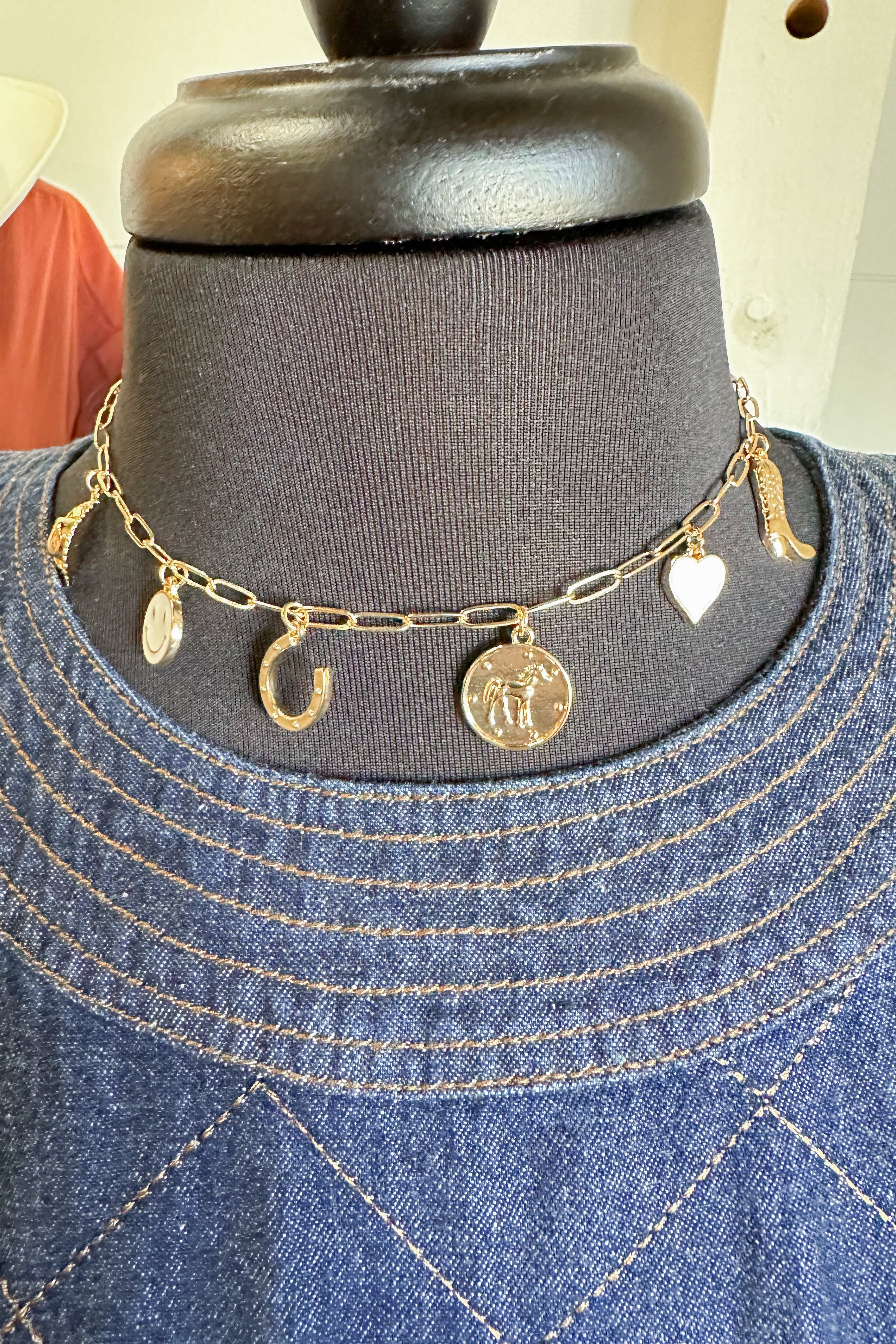 Charm Necklace ~ Gold "Western" Charm Necklace - Coremarkets