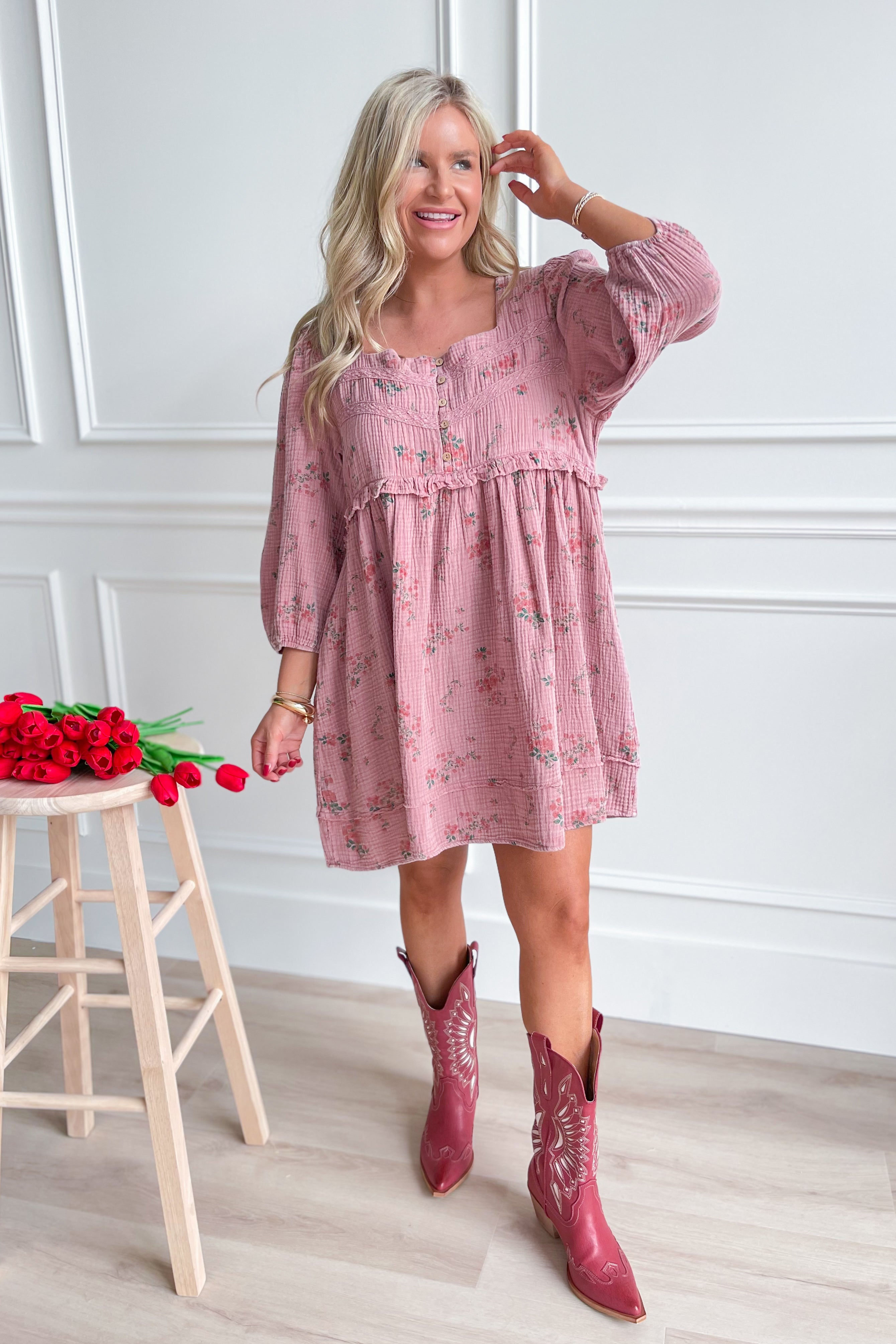 Karen Floral Mineral Washed Babydoll Dress - Coremarkets