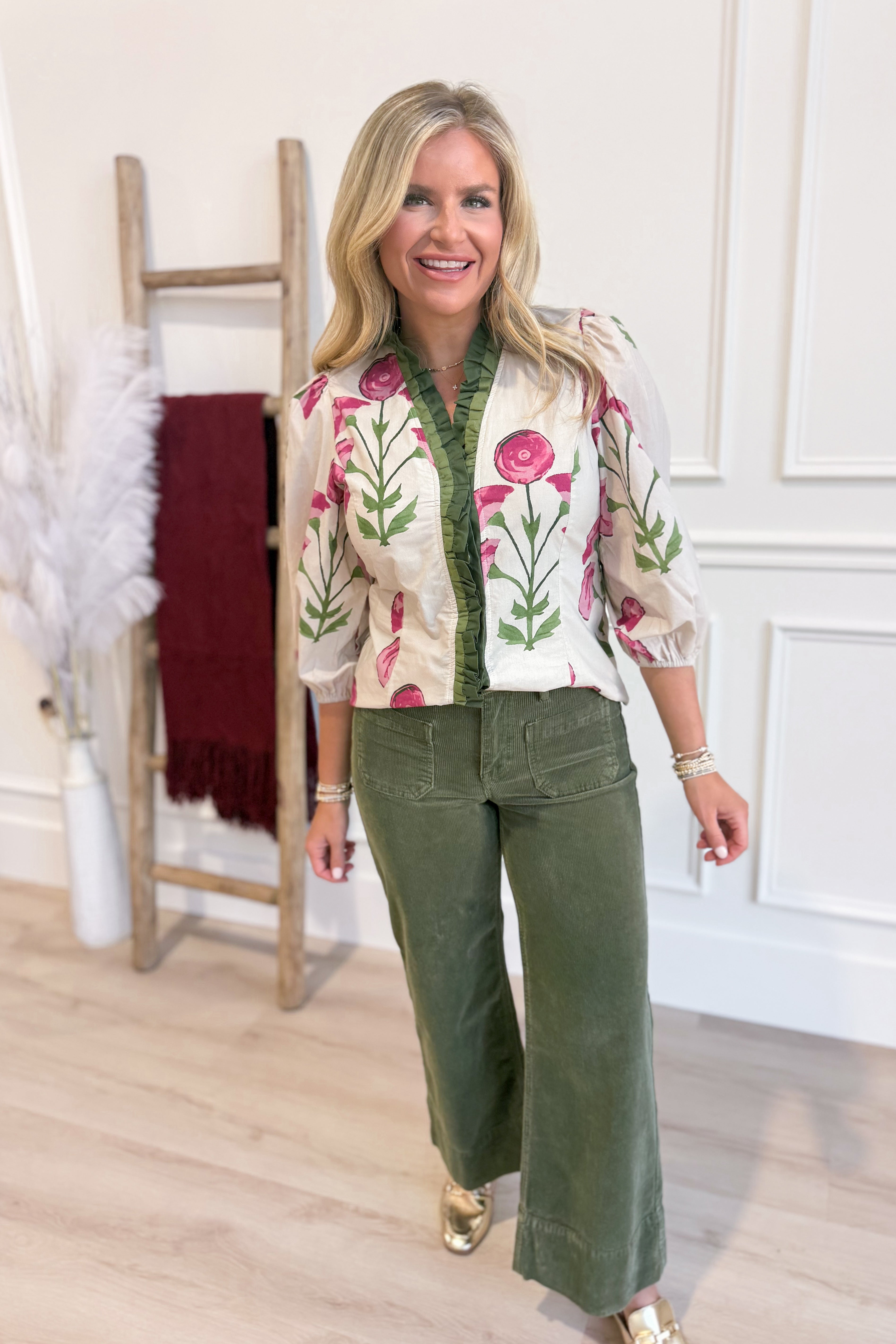 Joni Ruffle Trim Floral Top - Coremarkets