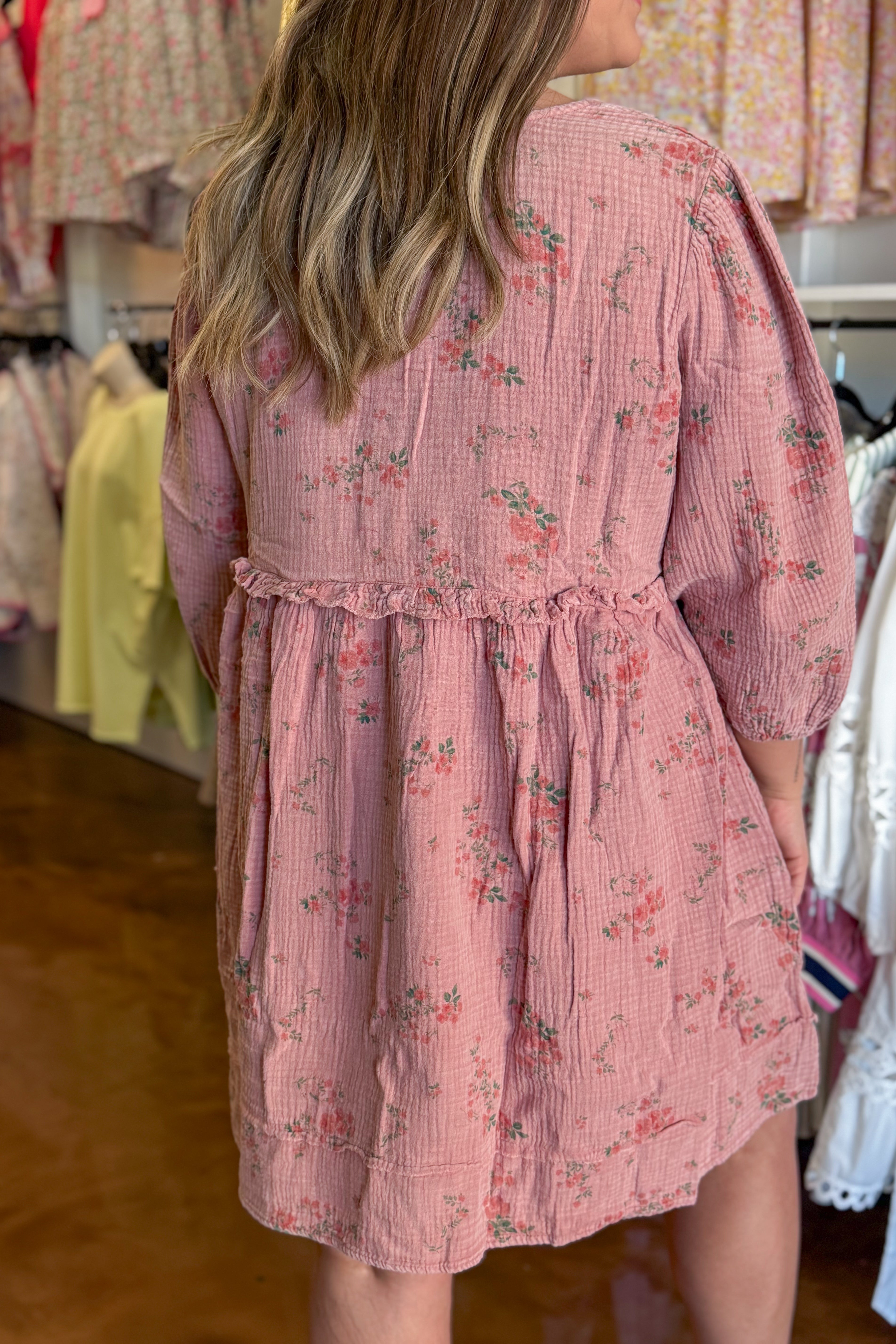 Karen Floral Mineral Washed Babydoll Dress - Coremarkets