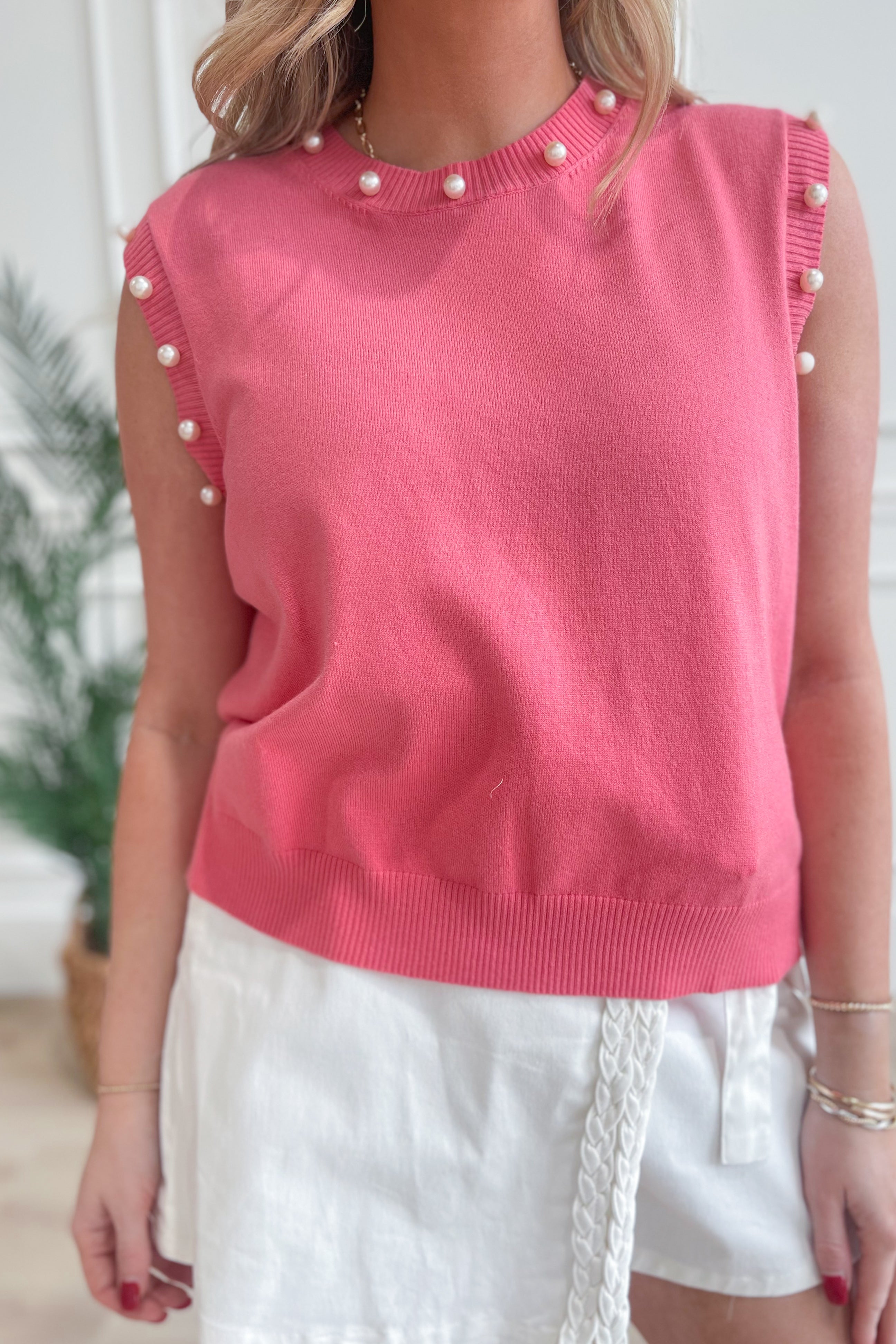 Rosie Pearl Embellished Sleeveless Top - Coremarkets