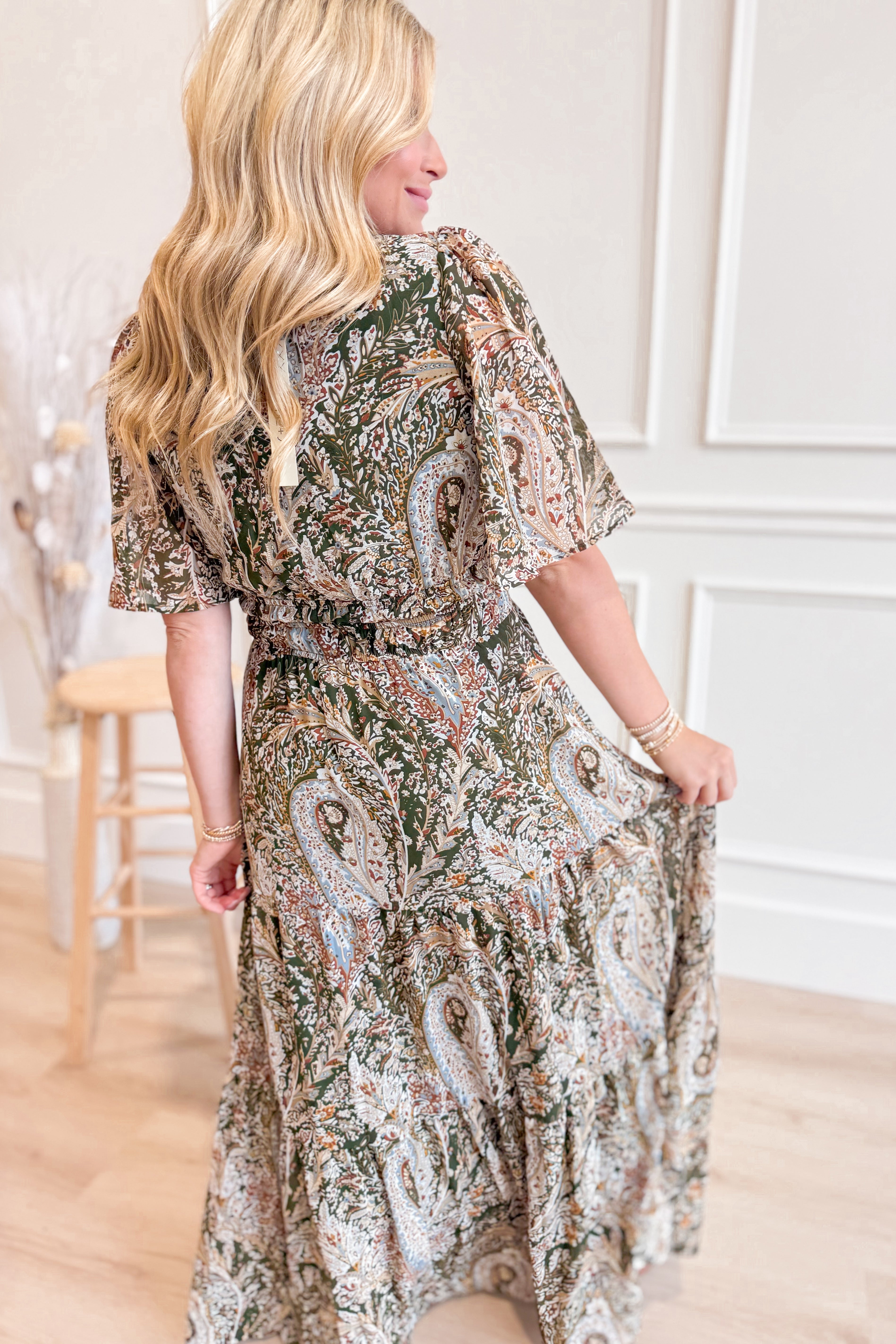 Lydia Paisley Printed Midi Dress - Coremarkets