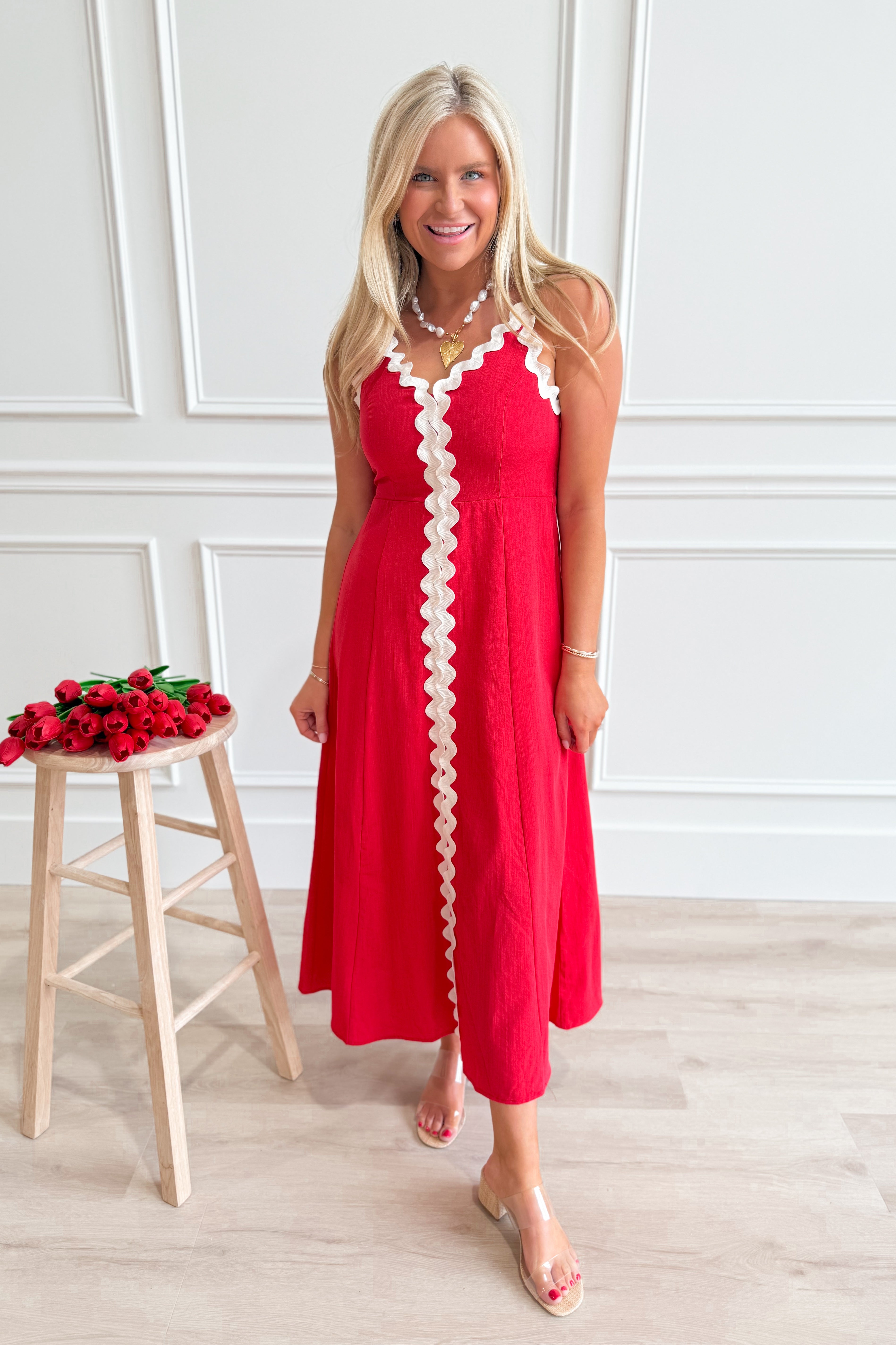 Lola Ric Rac Trim Midi Dress - Coremarkets