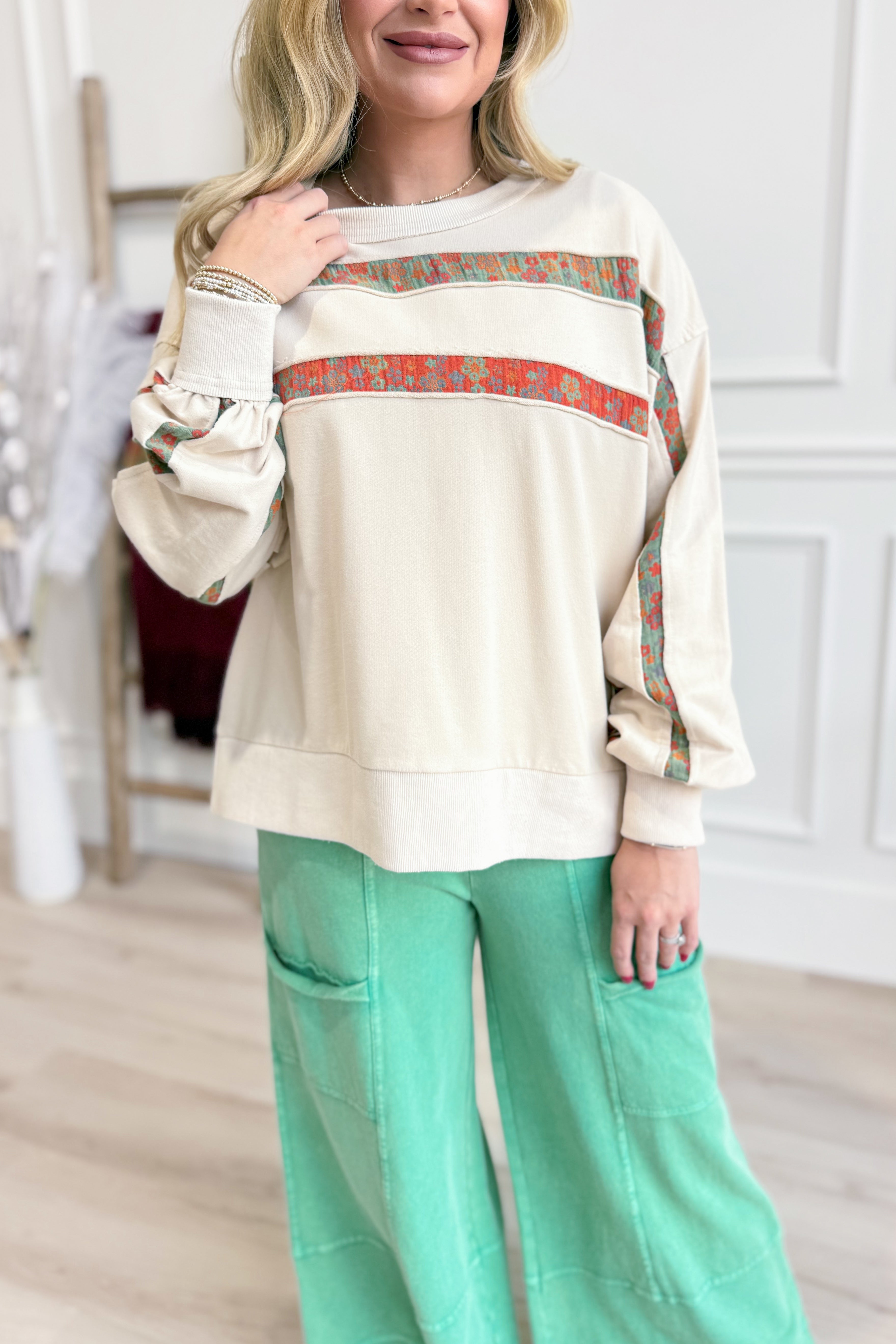 Rebecca Print Mix Washed Pullover - Coremarkets