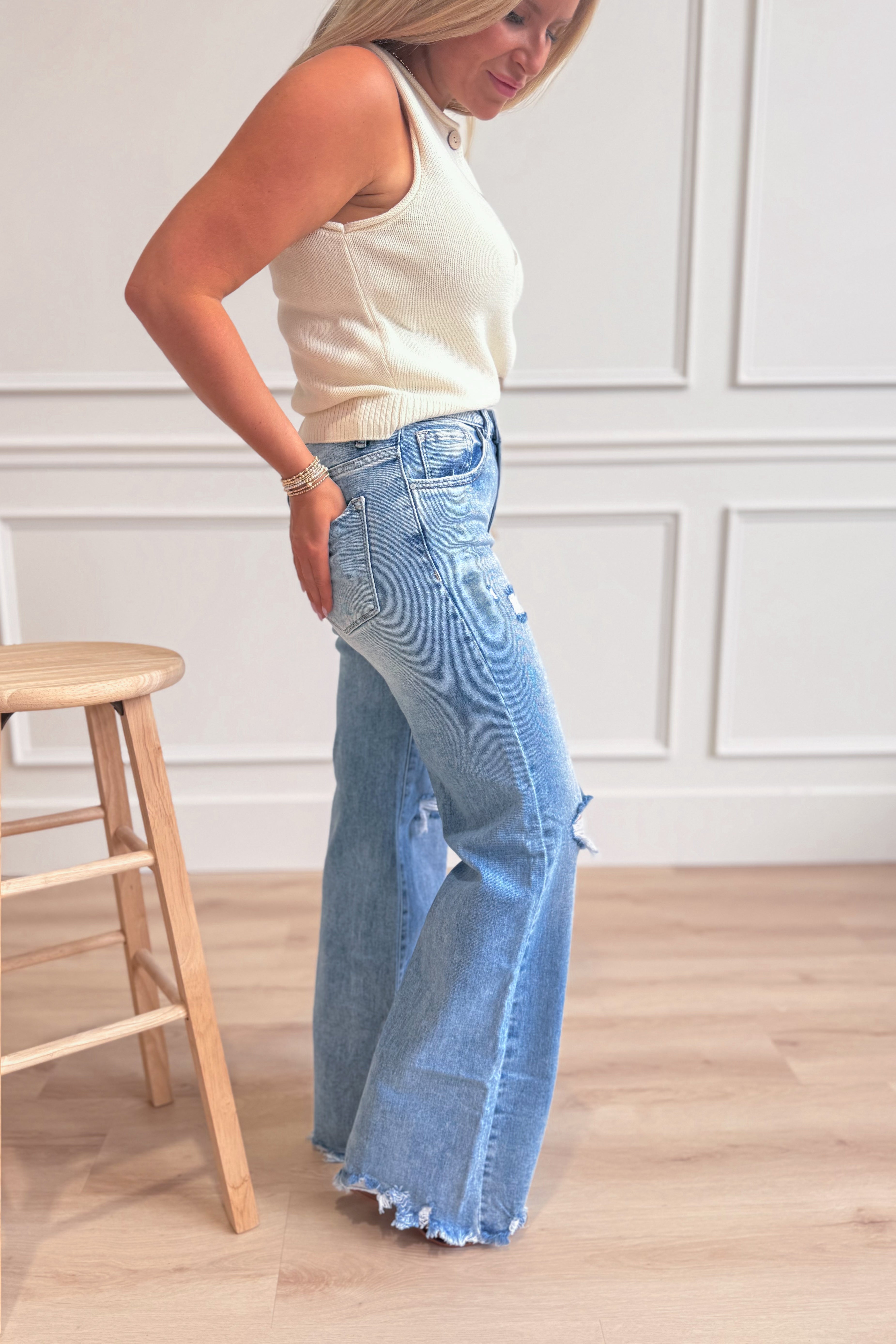 Risen Remi High Rise Wide Leg Denim Jeans [1-3XL] - Coremarkets