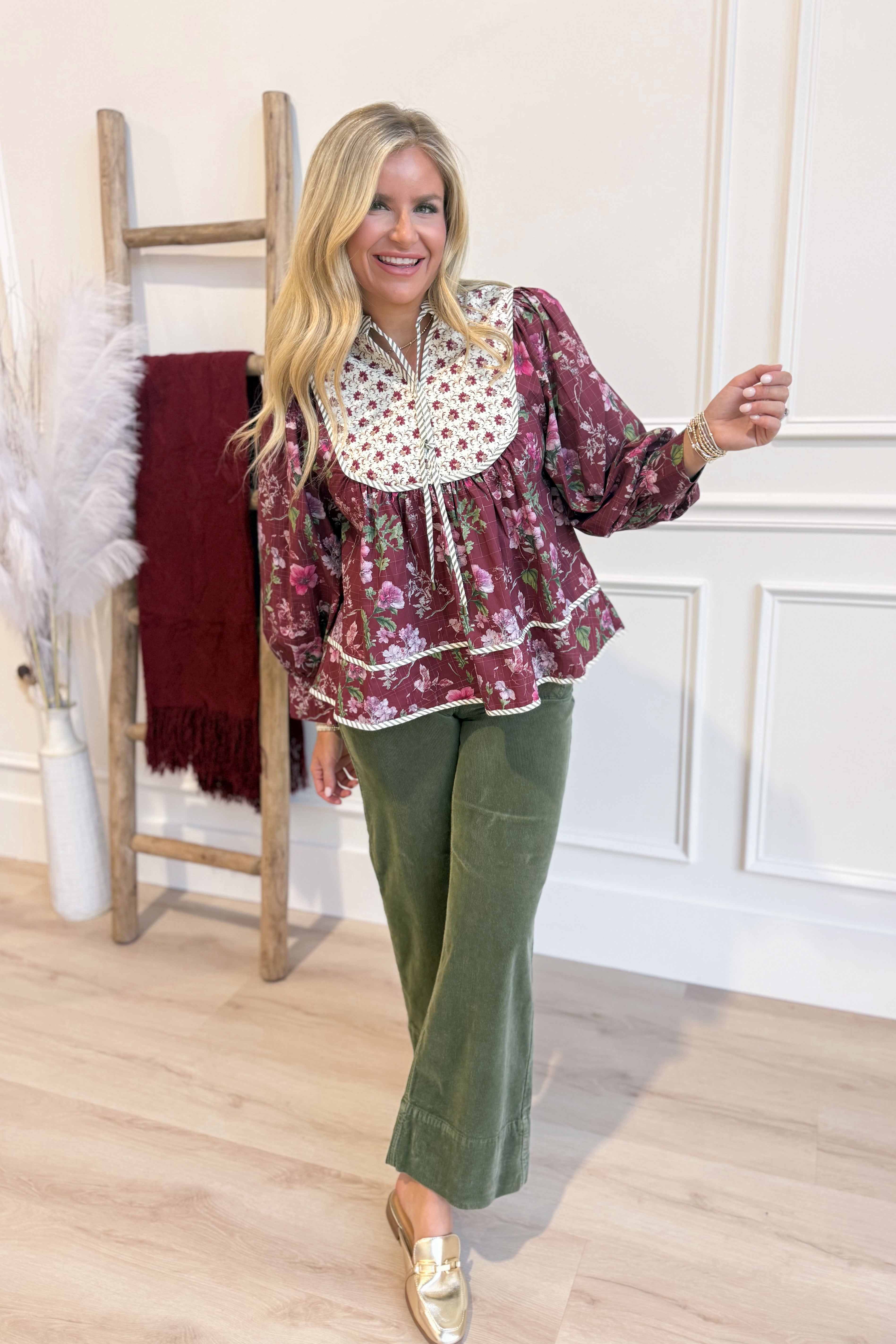 Rhonda Botanical Printed Blouse Top - Coremarkets