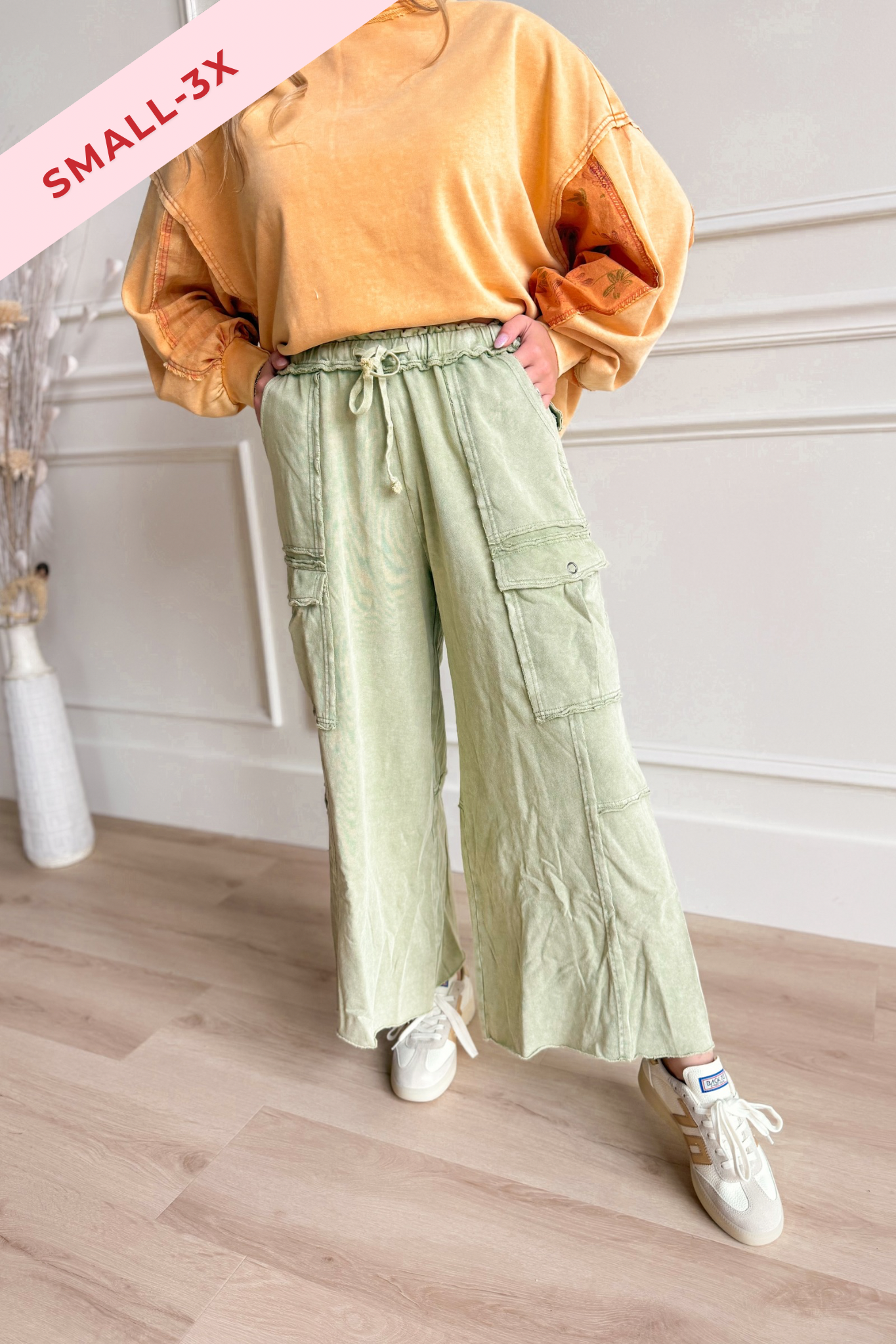 Mateo Mineral Washed Wide Leg Cargo Pants - Coremarkets