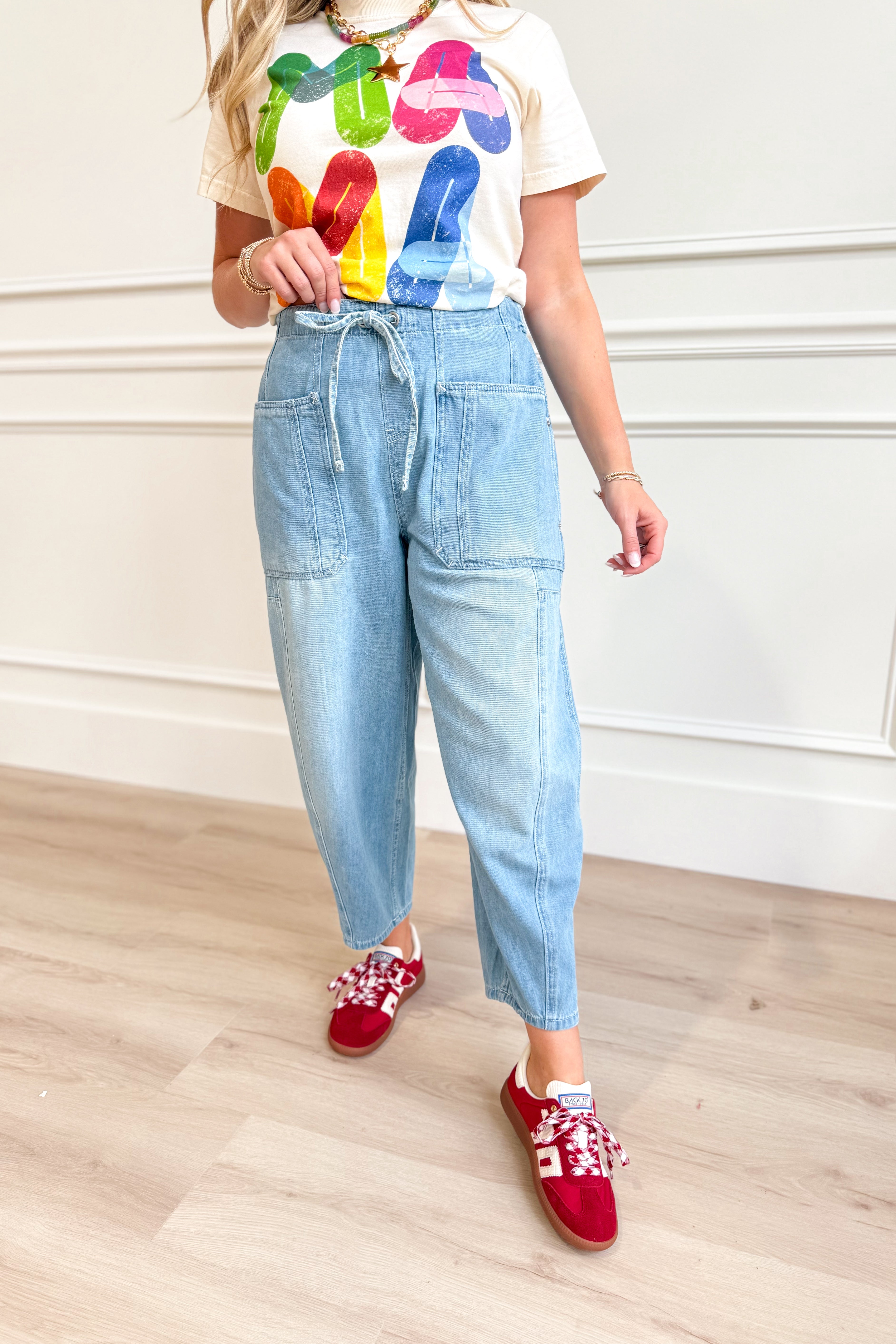 Corrine Denim Washed Barrel Pant - Coremarkets