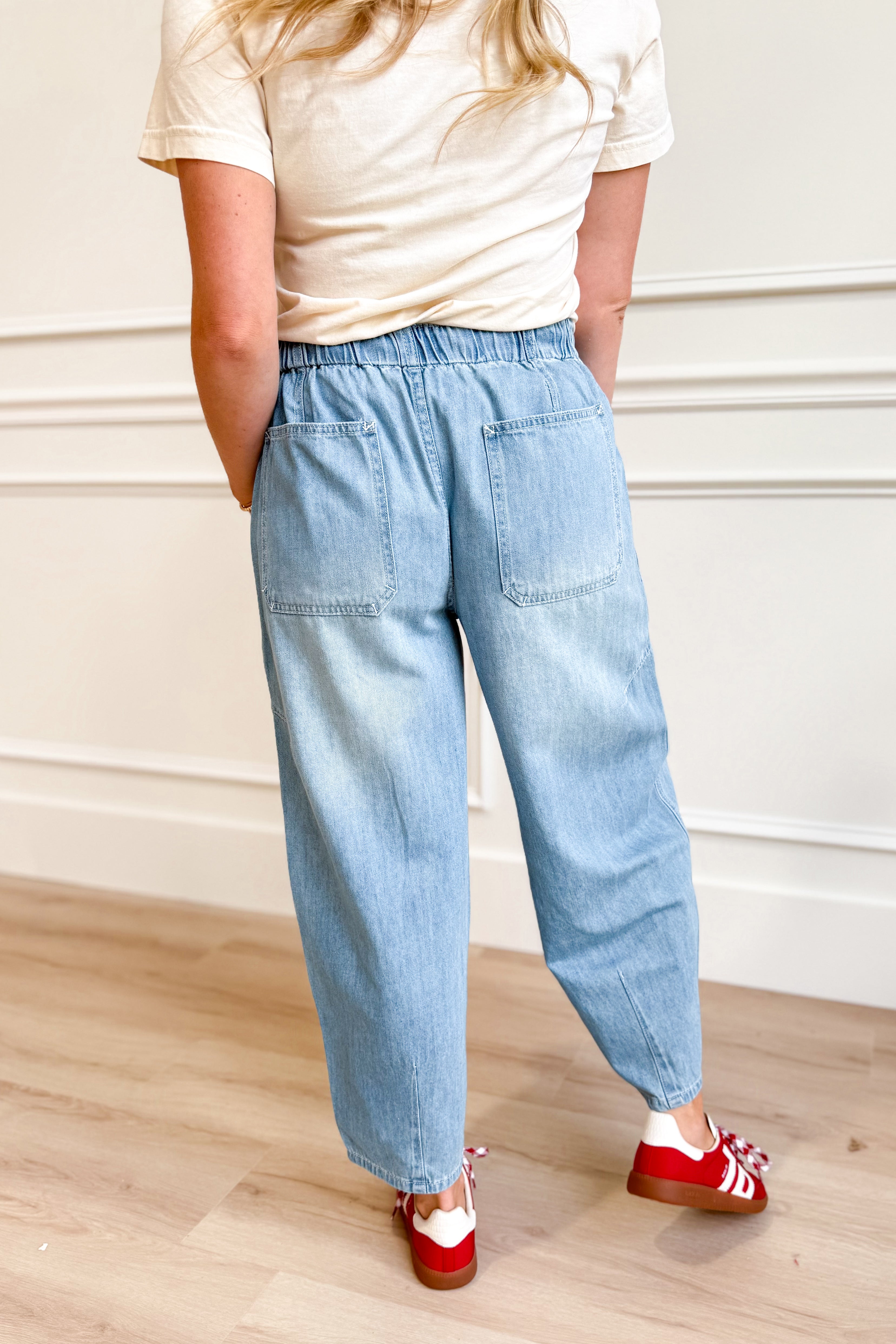 Corrine Denim Washed Barrel Pant - Coremarkets