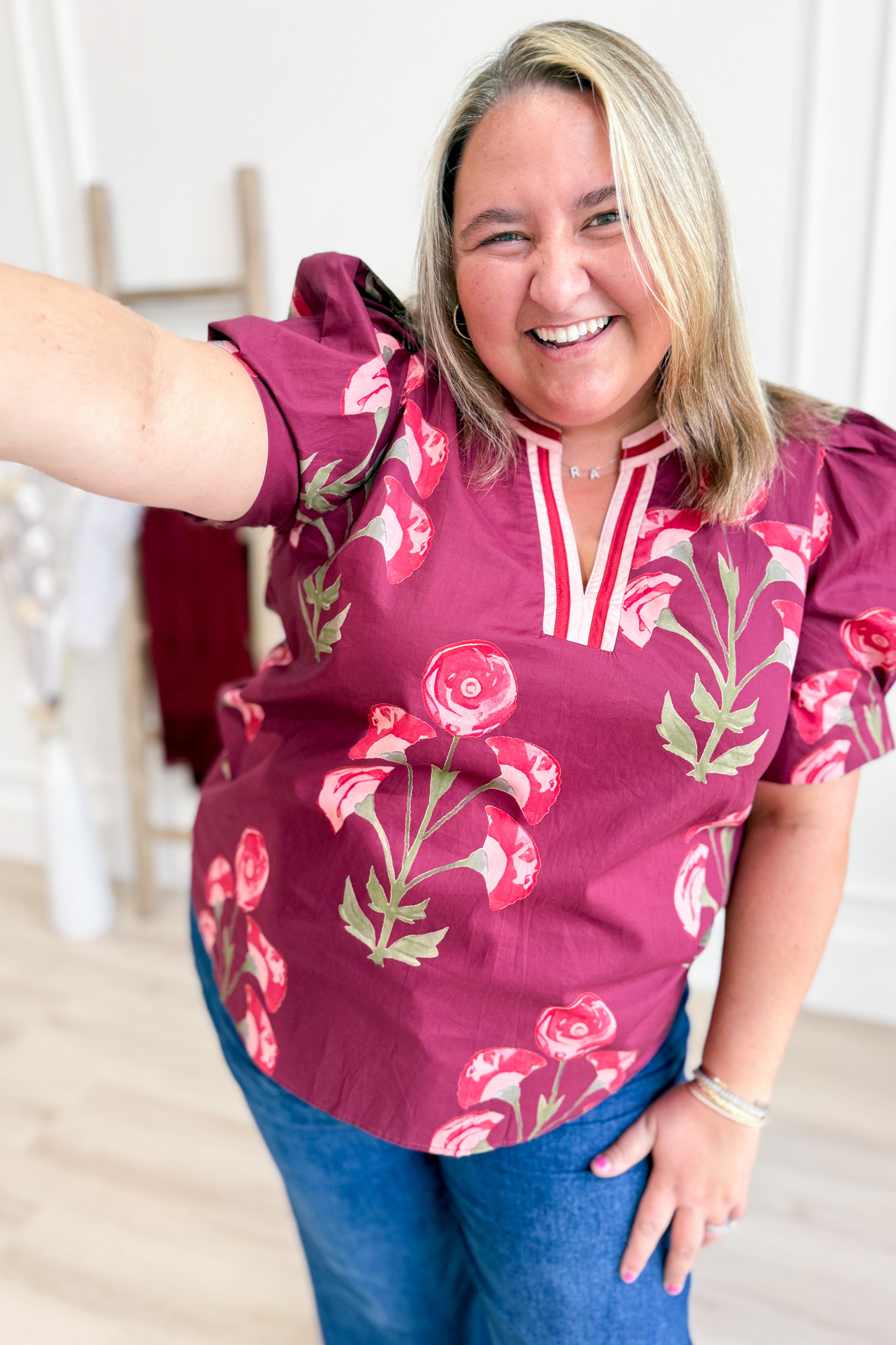 Faith Floral Printed Puff Sleeve Top - Coremarkets