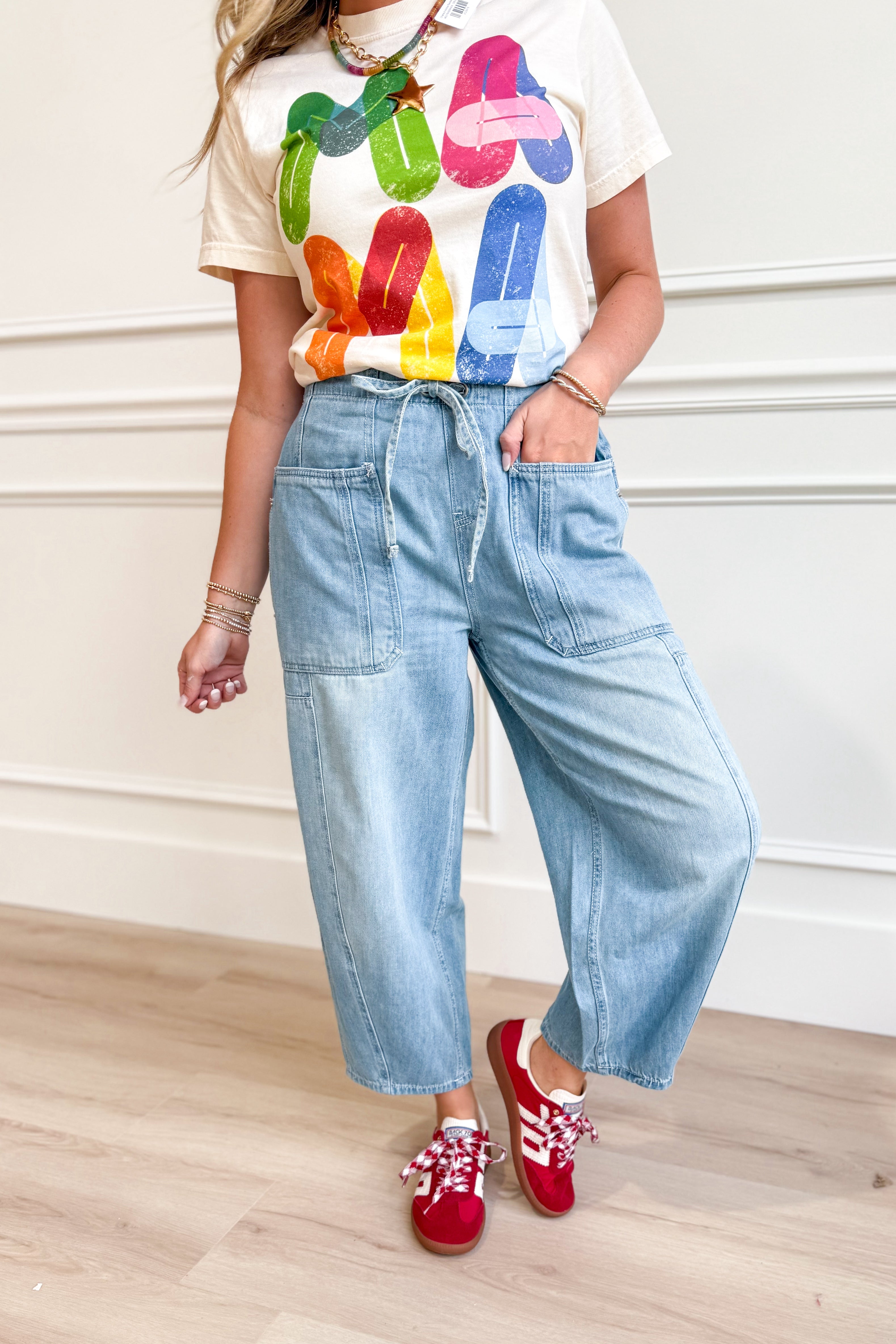 Corrine Denim Washed Barrel Pant - Coremarkets