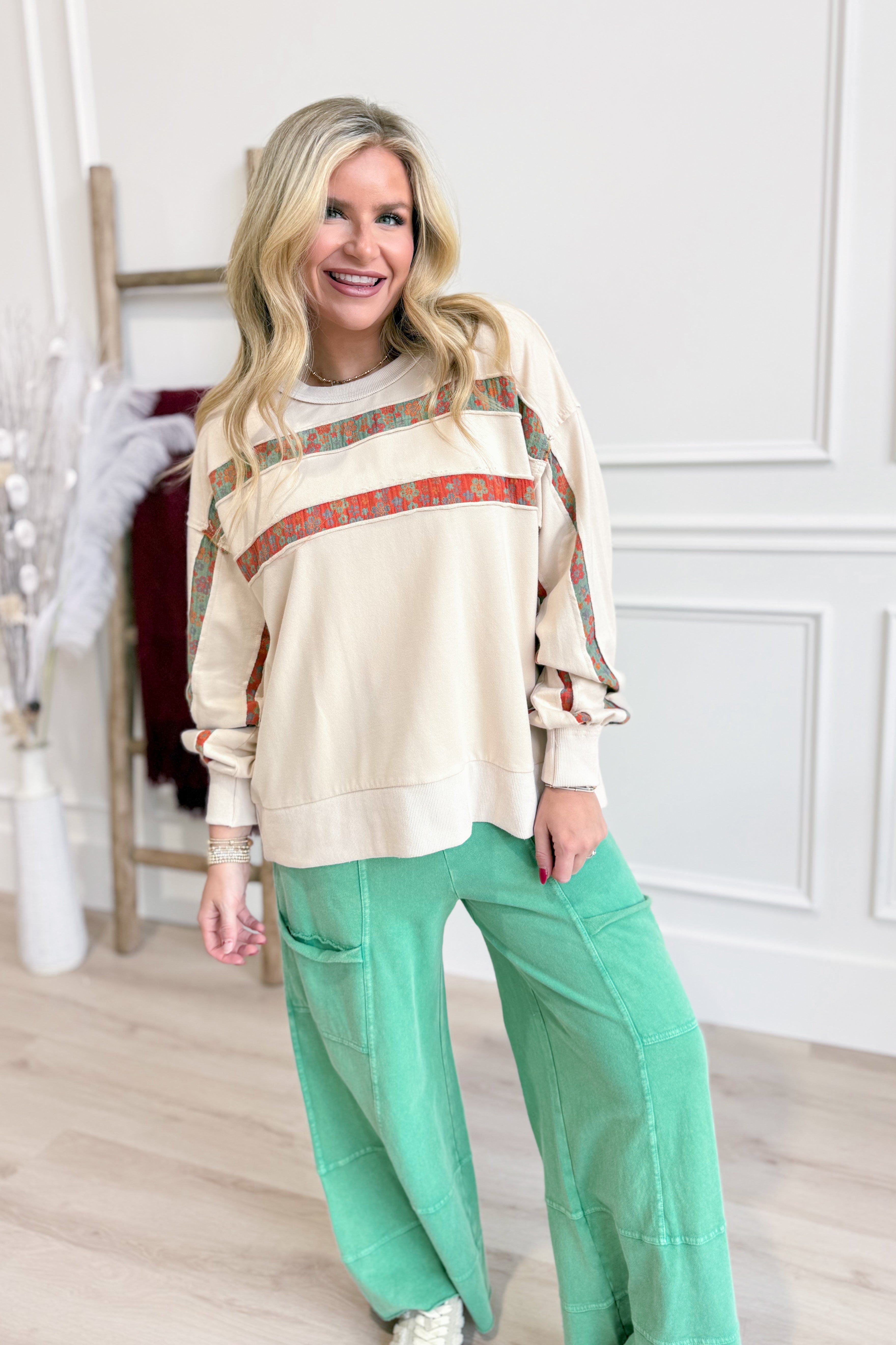 Rebecca Print Mix Washed Pullover - Coremarkets