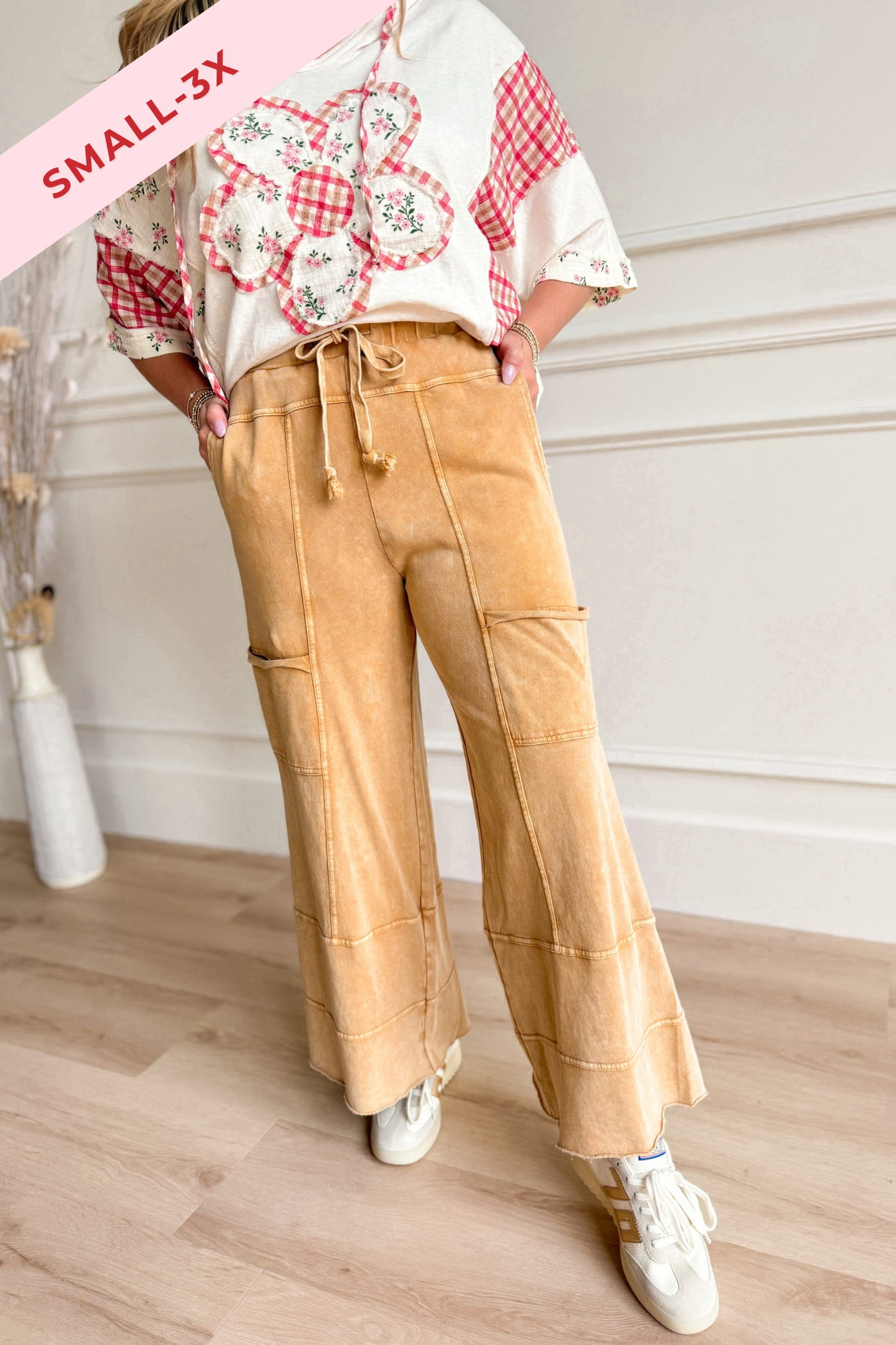 Bradley Mineral Washed Terry Knit Wide Leg Pants [S~3X] - Coremarkets