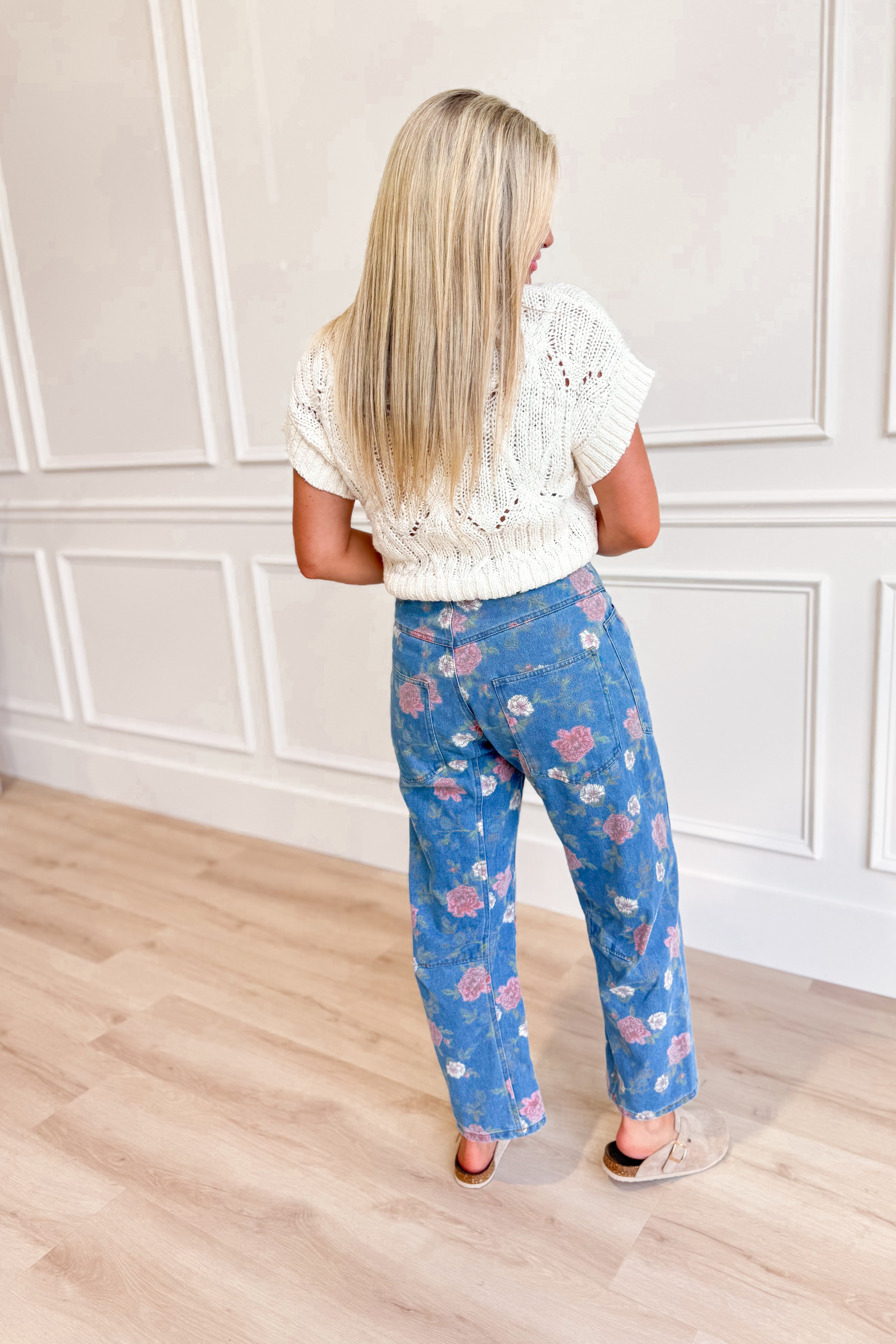 Scarlet Floral Rope Tie Barrel Jean - Coremarkets