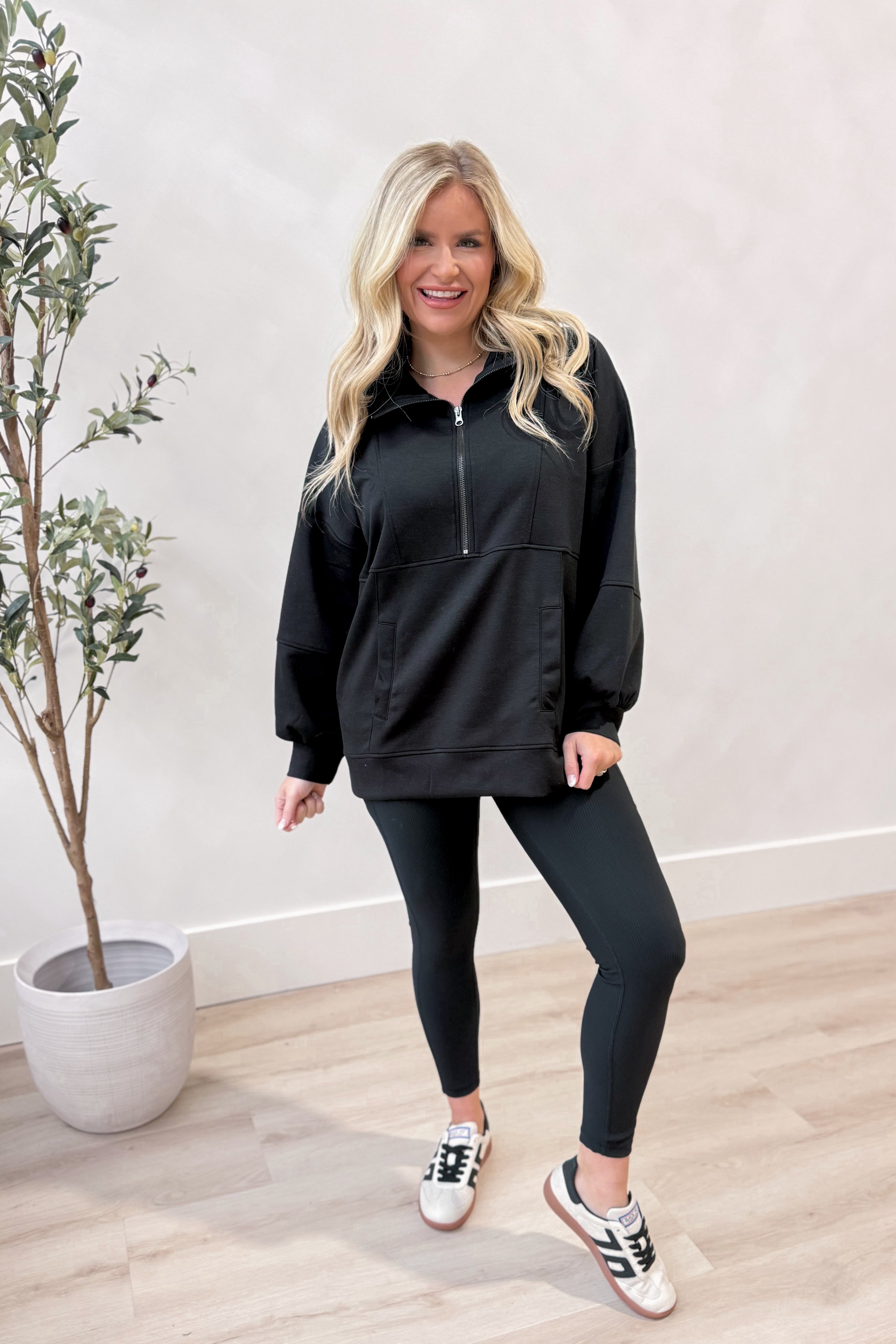 Carly Quarter Zip Mock Neck Sweatshirt - Coremarkets