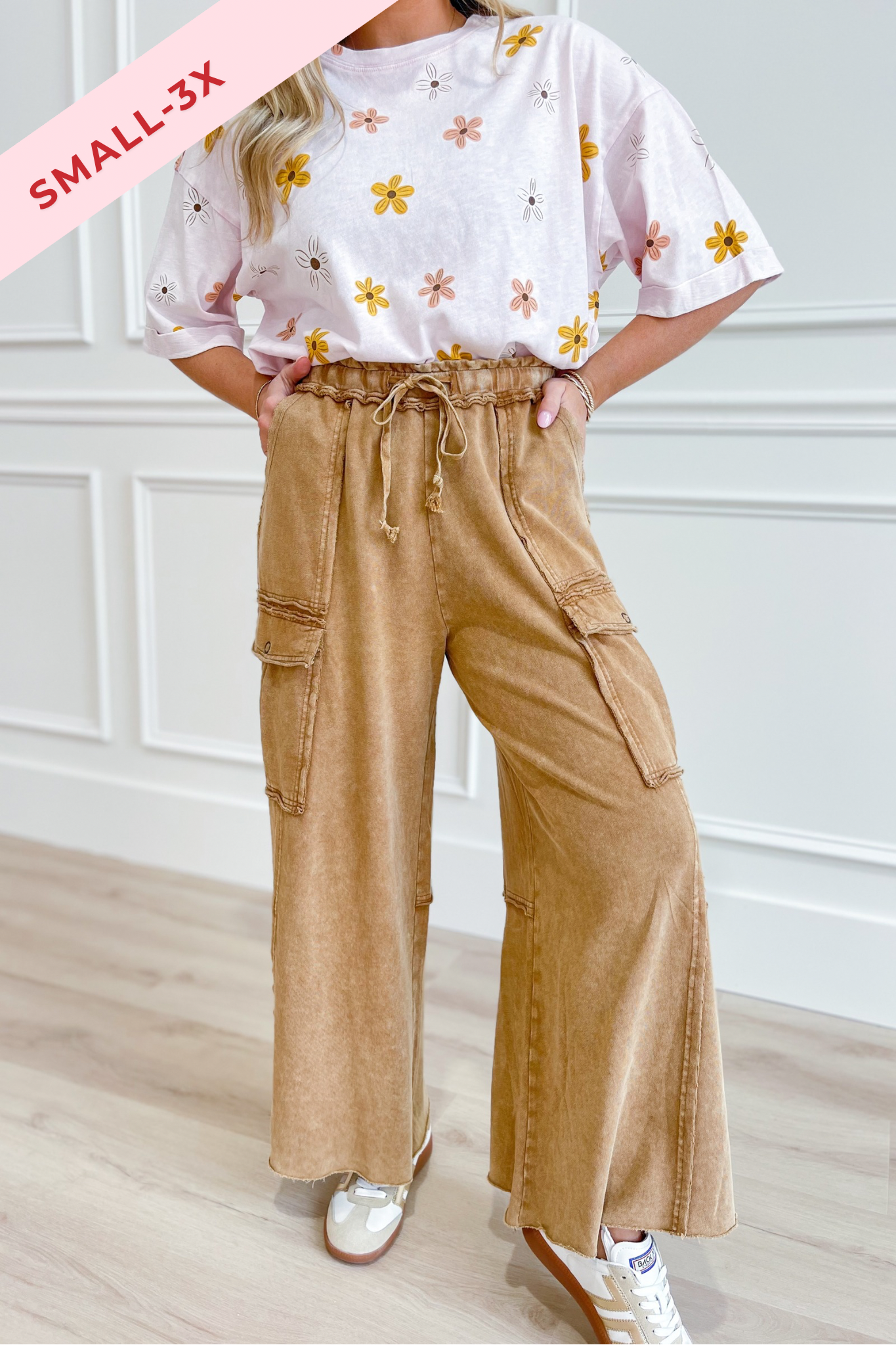 Mateo Mineral Washed Wide Leg Cargo Pants [S-3X] - Coremarkets