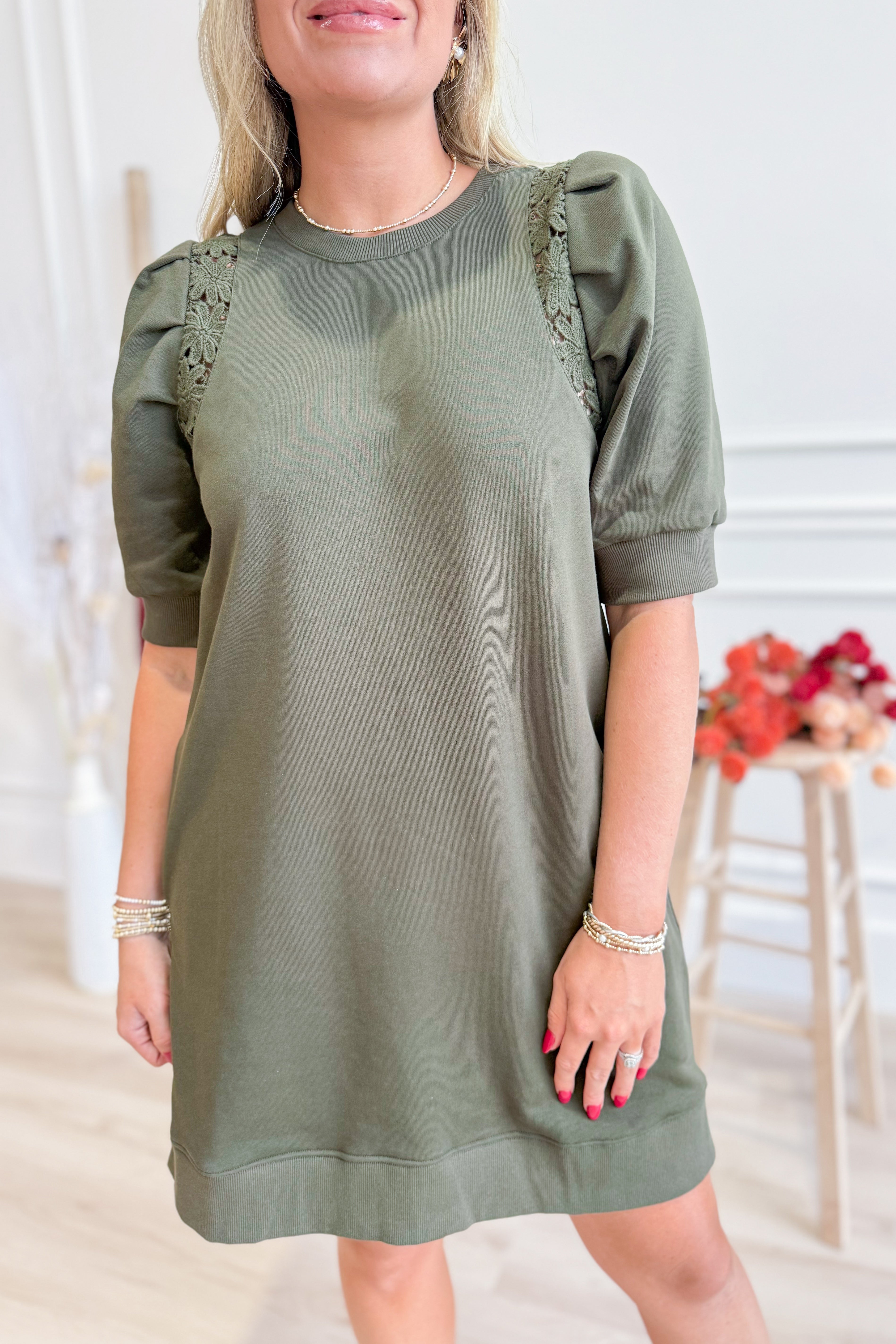 Sylvia Floral Crochet Trim Dress - Coremarkets