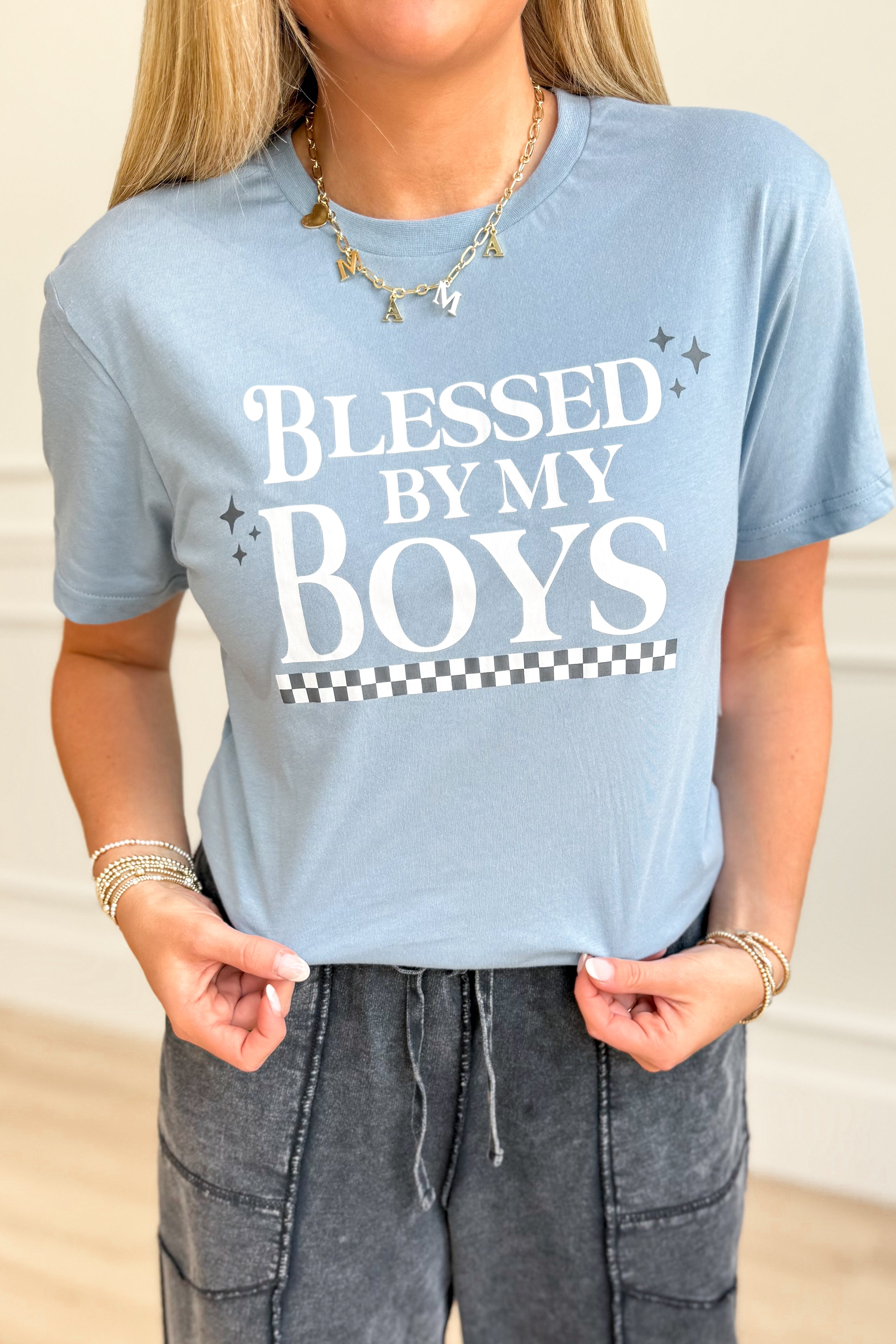 Blessed By My Boys Graphic T-Shirt - Coremarkets