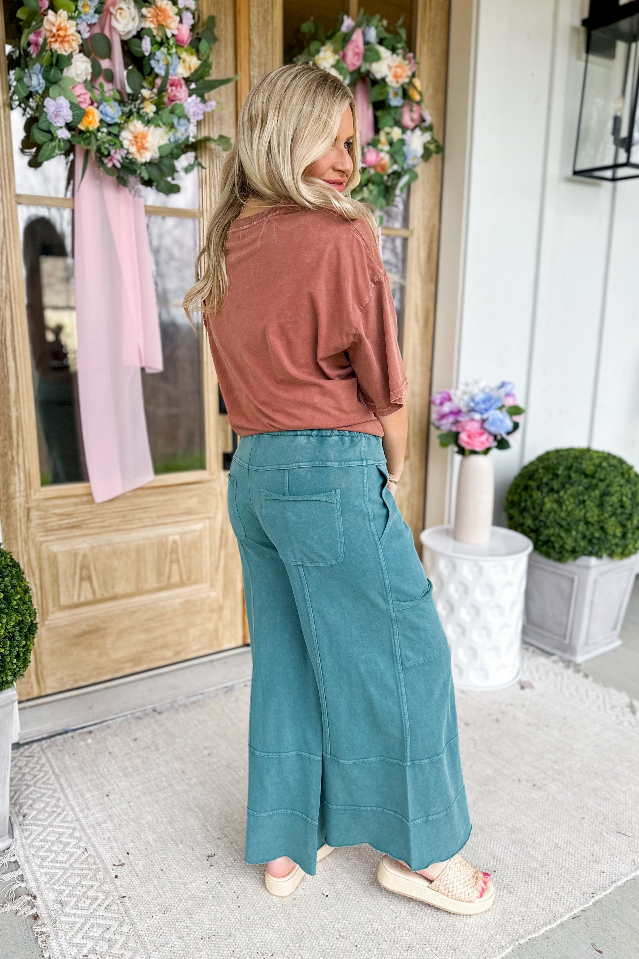 Bradley Mineral Washed Terry Knit Wide Leg Pants - Coremarkets