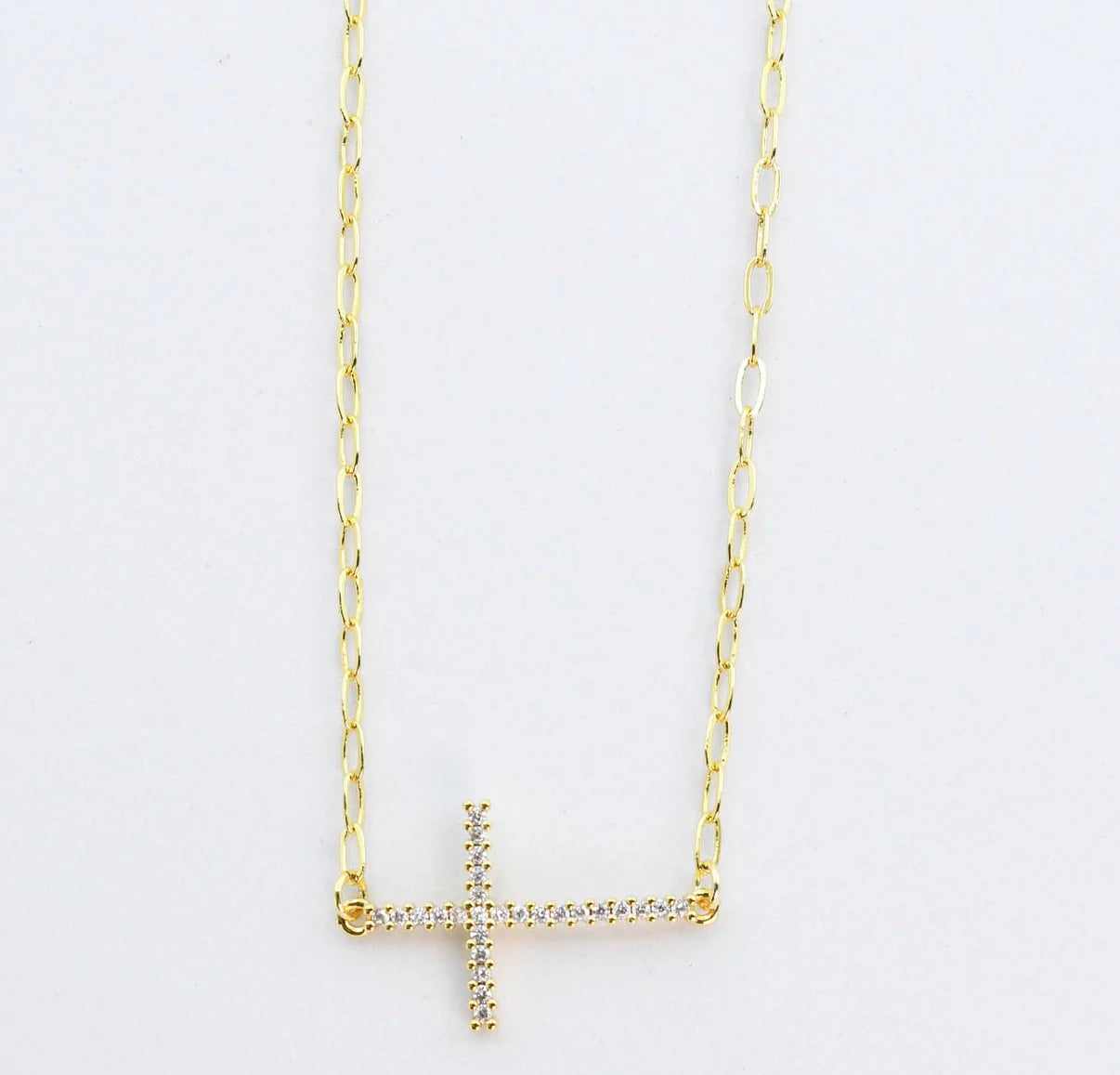 Treasure Jewels Side Cross Gold Necklace - Coremarkets
