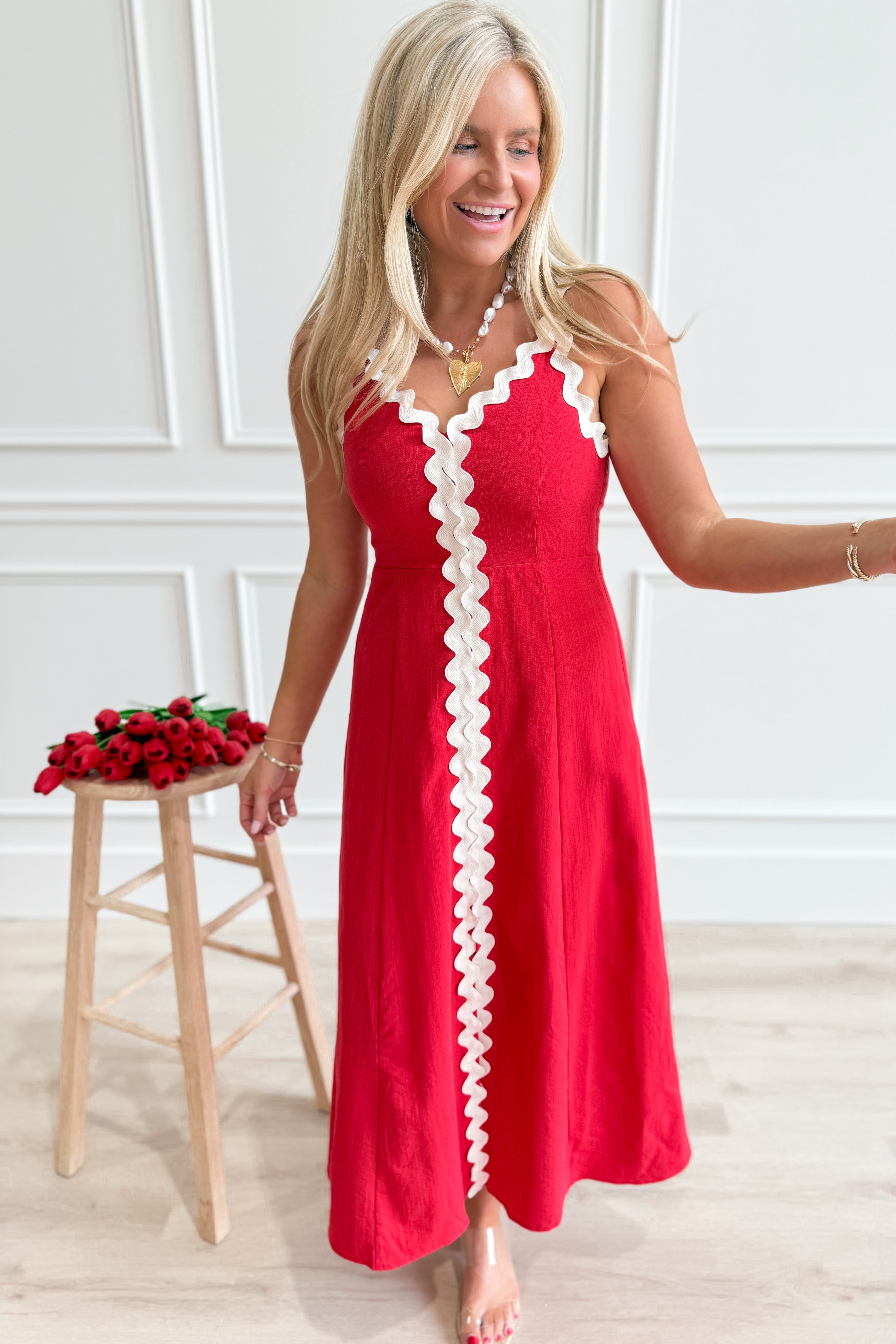 Lola Ric Rac Trim Midi Dress - Coremarkets