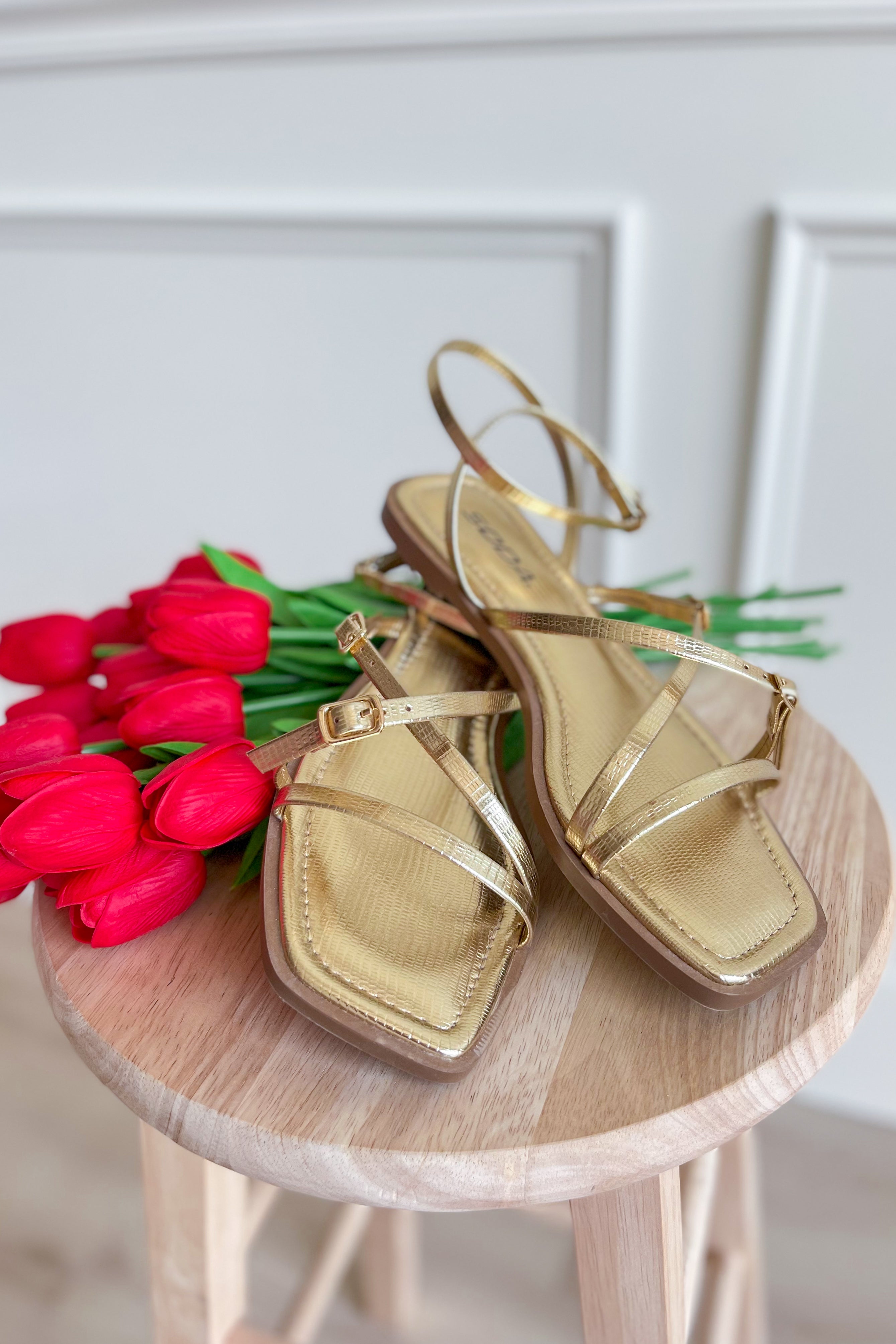 Blissful Gold Strappy Sandal - Coremarkets